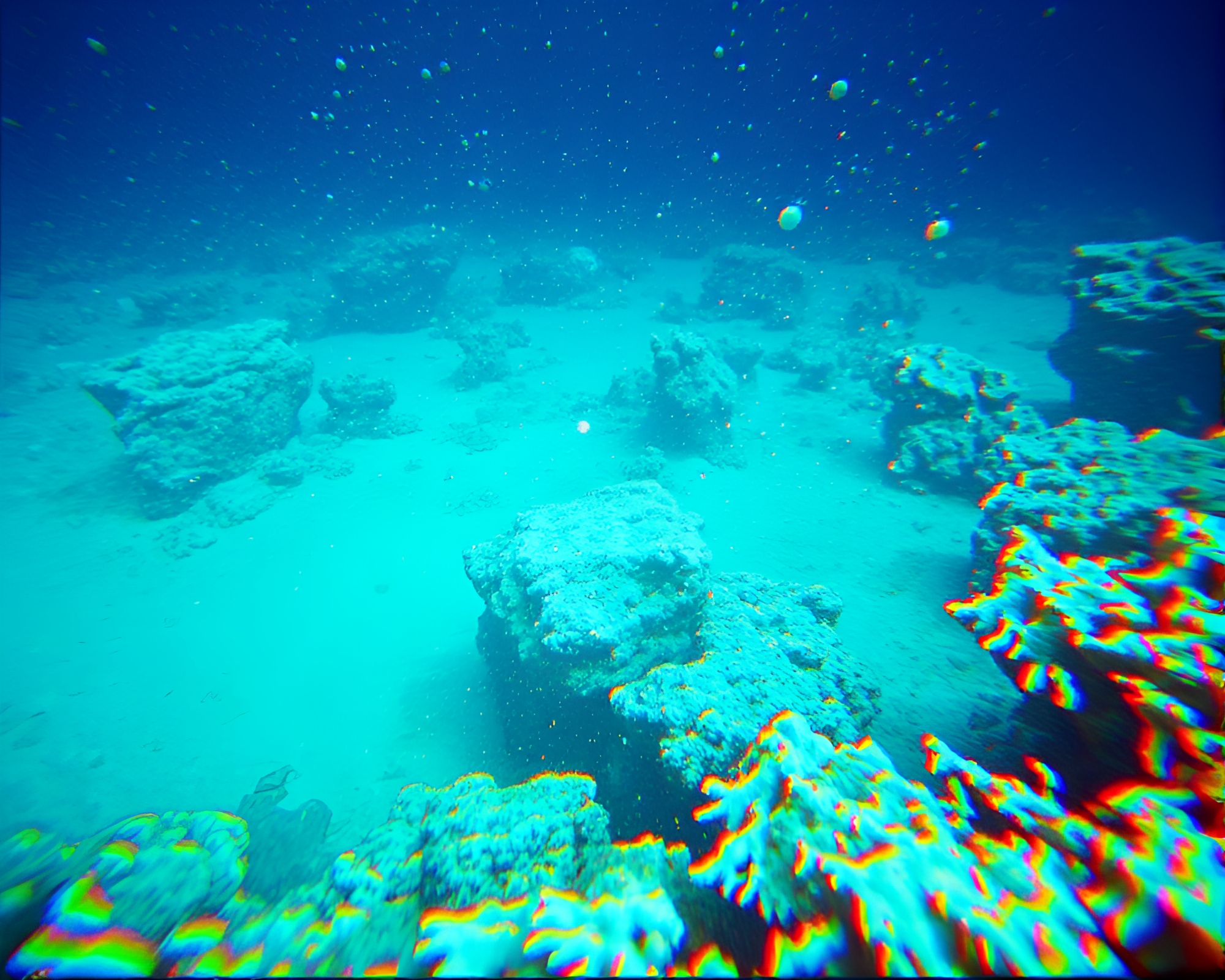 Coral Reef Under Expired Film Dust Clouds – free AI stock image
