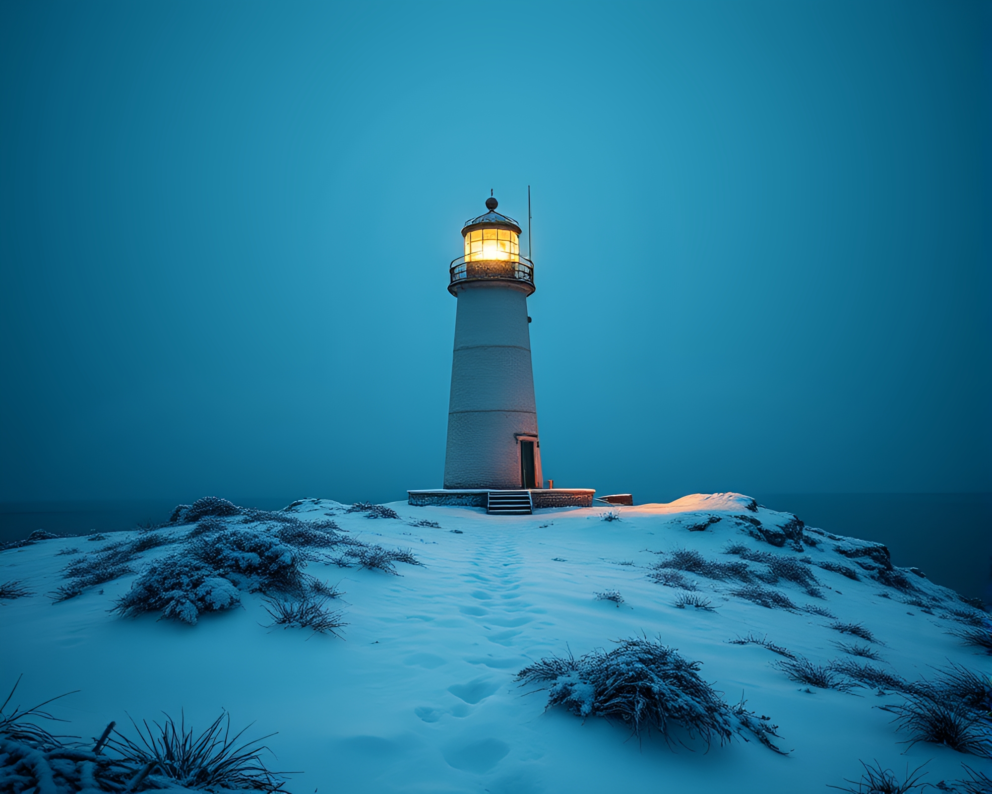 Snow-Kissed Abandoned Lighthouse Cinemagraph – free AI stock image
