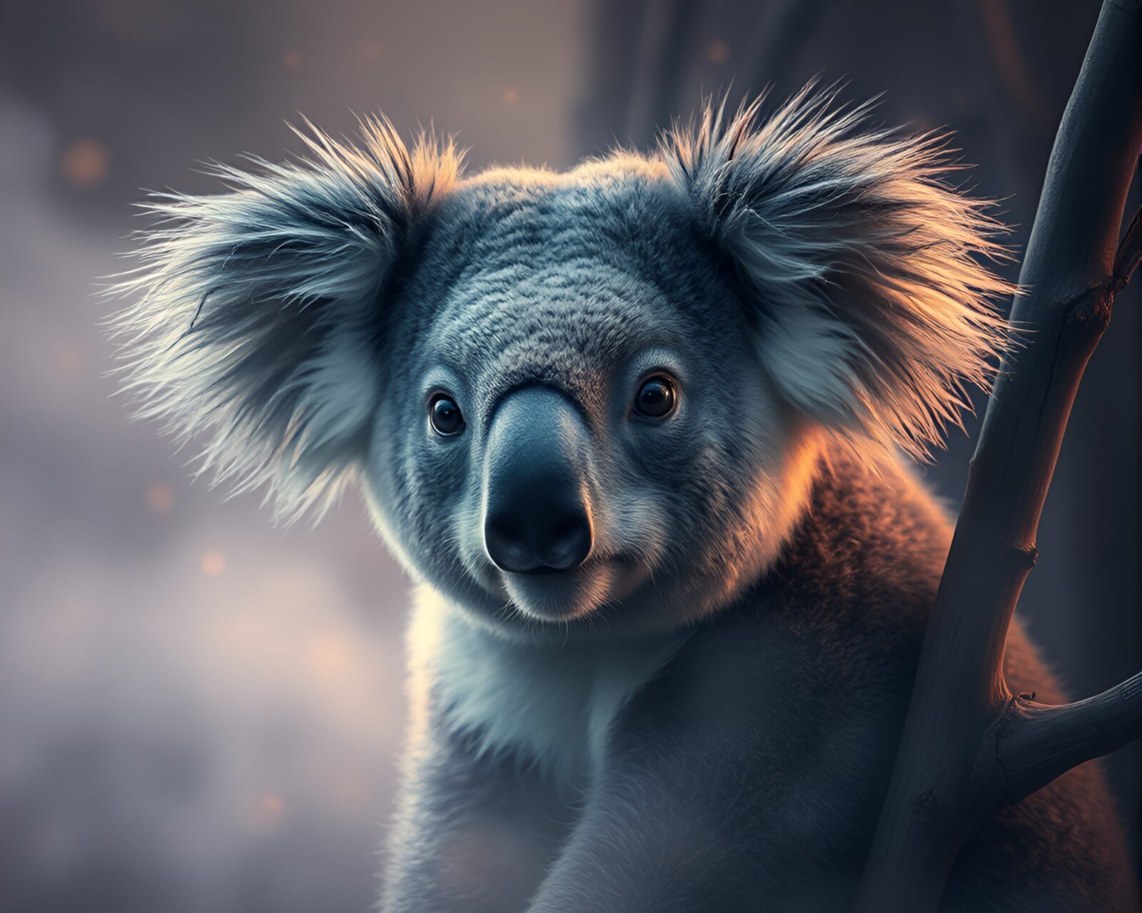 Artistic rendering of a koala in a smoky haze