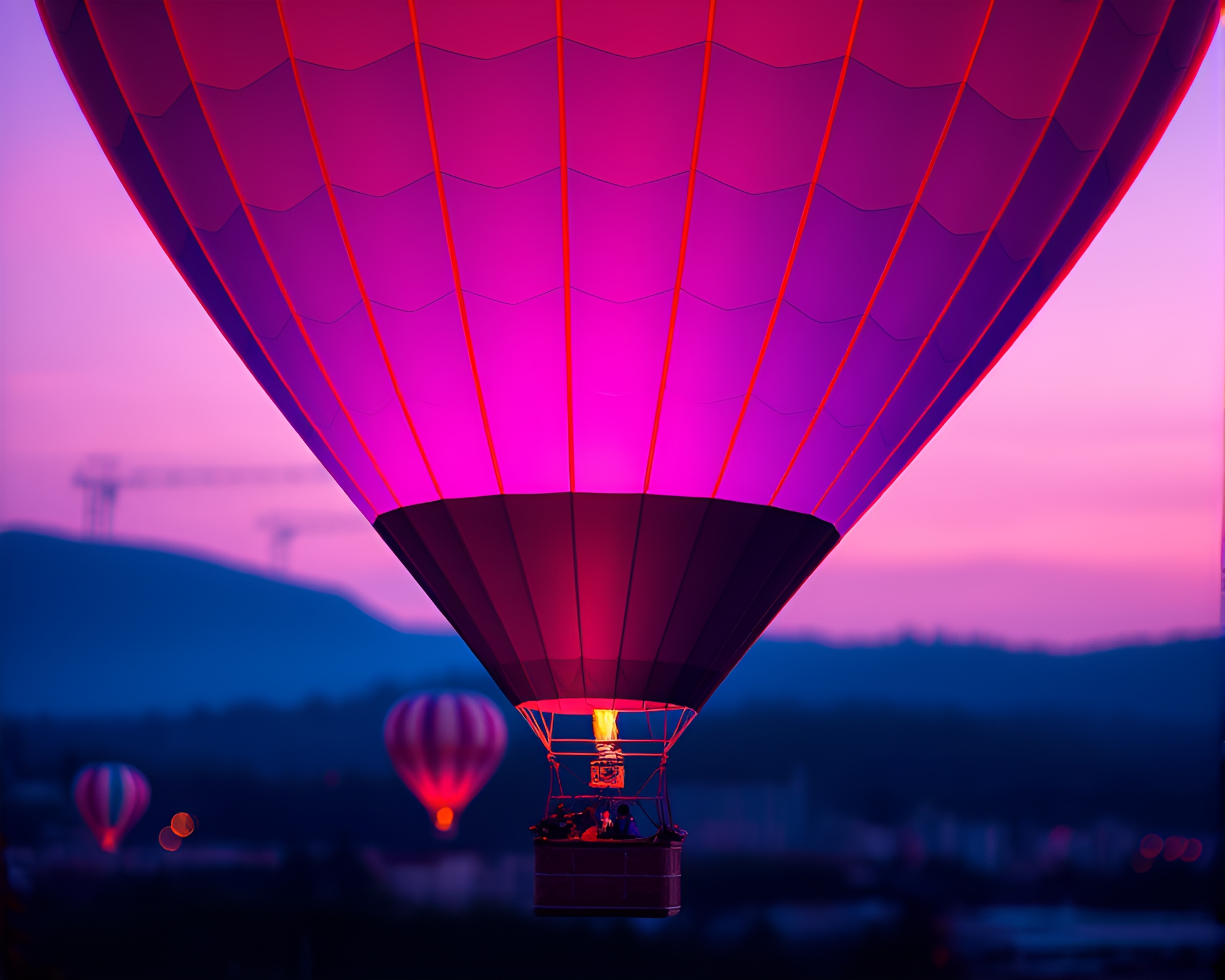 Twilight Purple Hot Air Balloon in 3D – free AI stock image