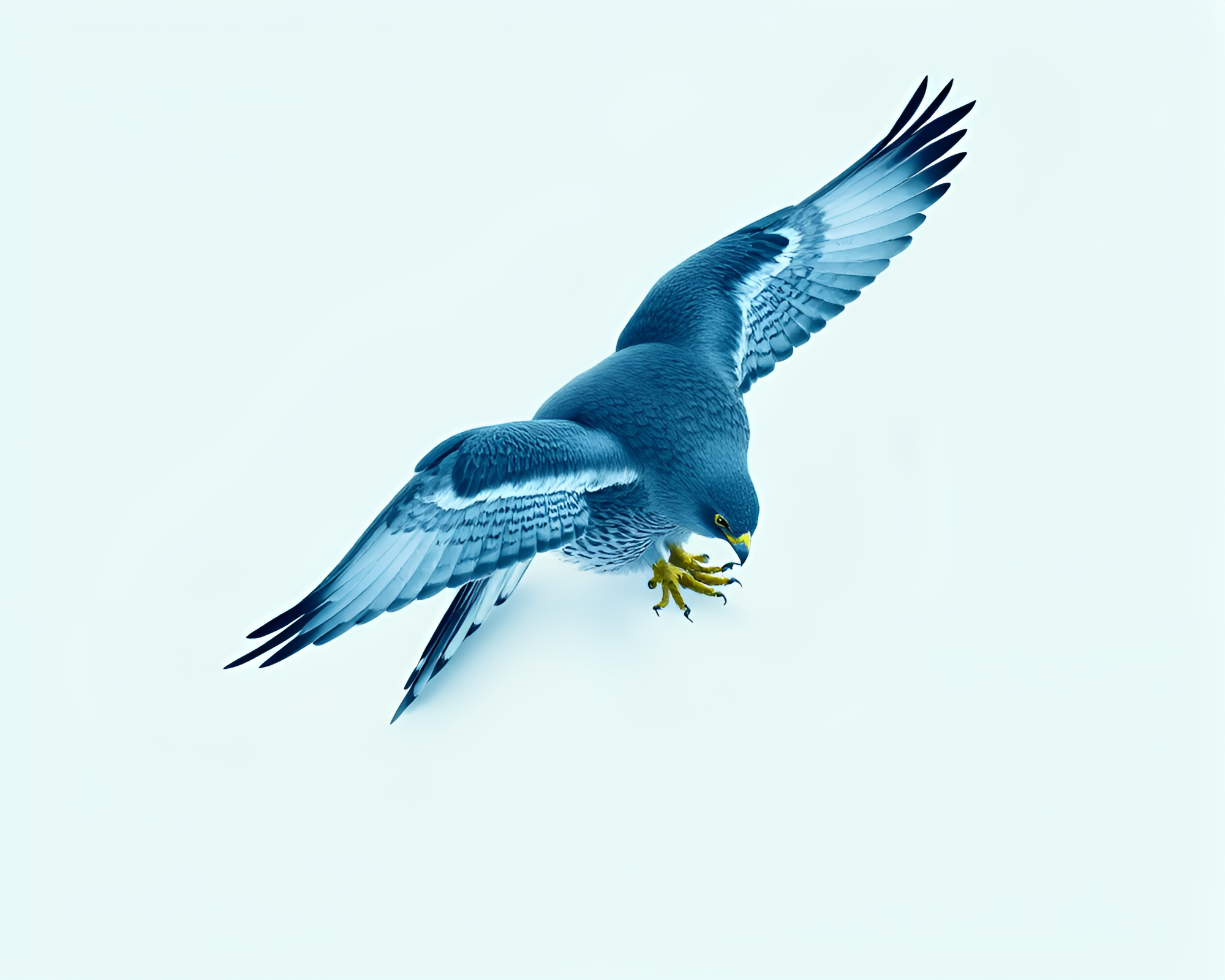 Falcon Soaring in Ice-Blue Vector Skies – free AI stock image