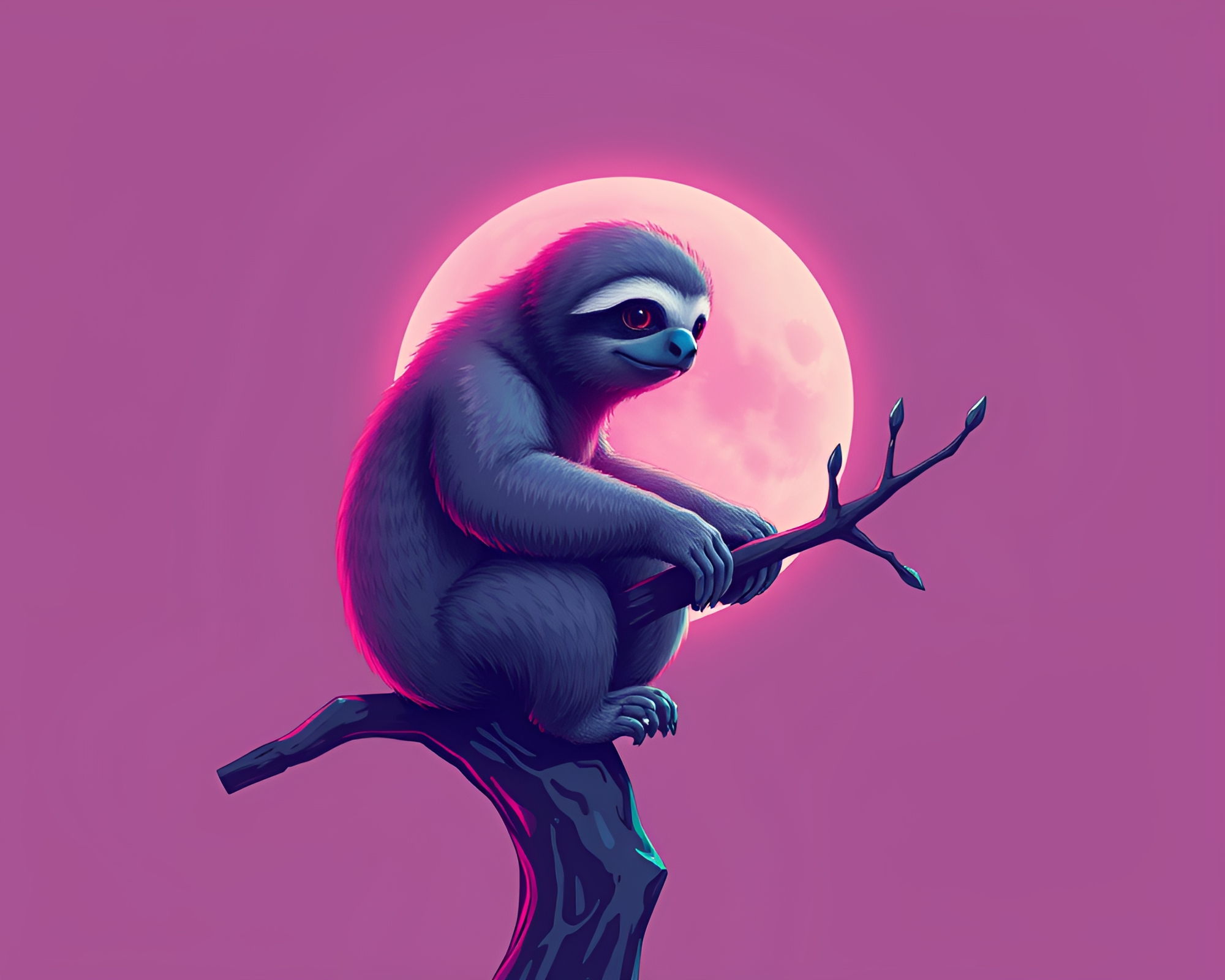 Slothful Cyberpunk Oasis with Peachy Glow – free AI stock image