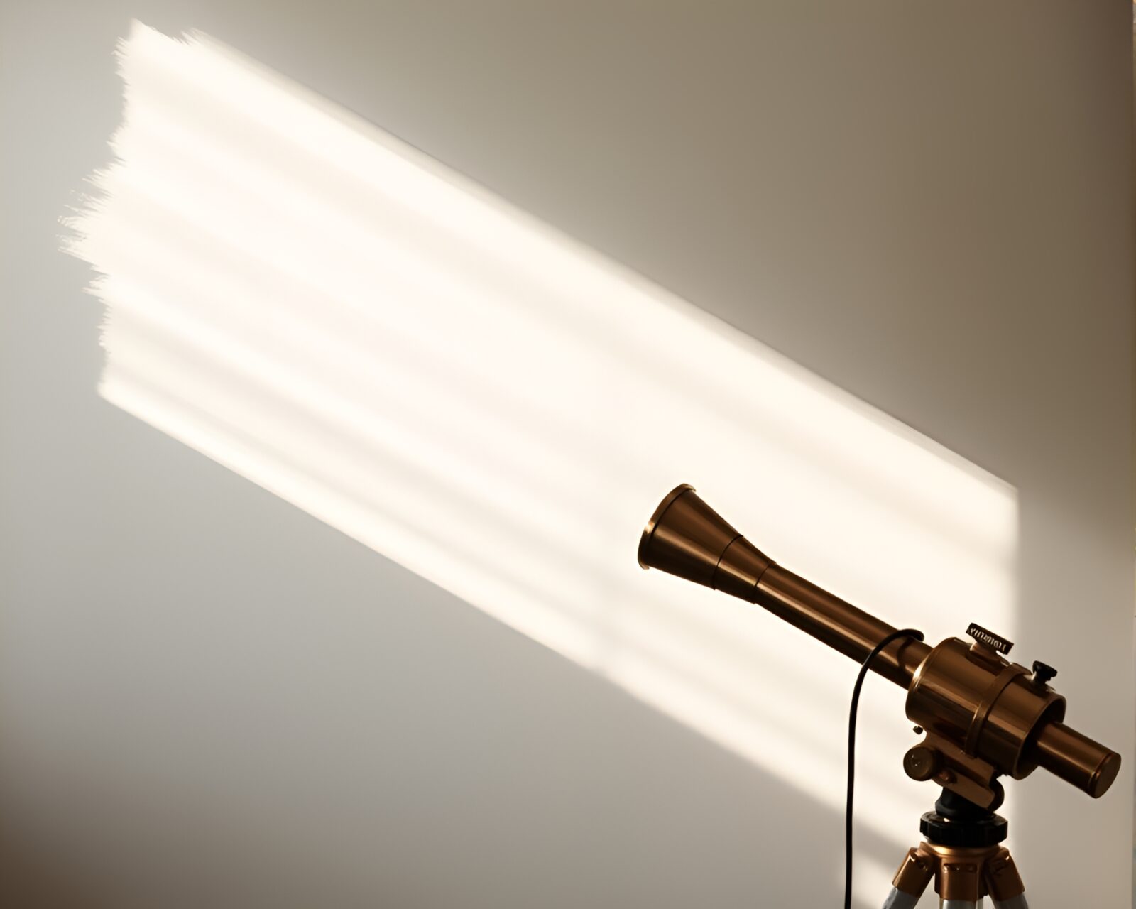 Ivory white scene with detailed brass telescope under soft lighting