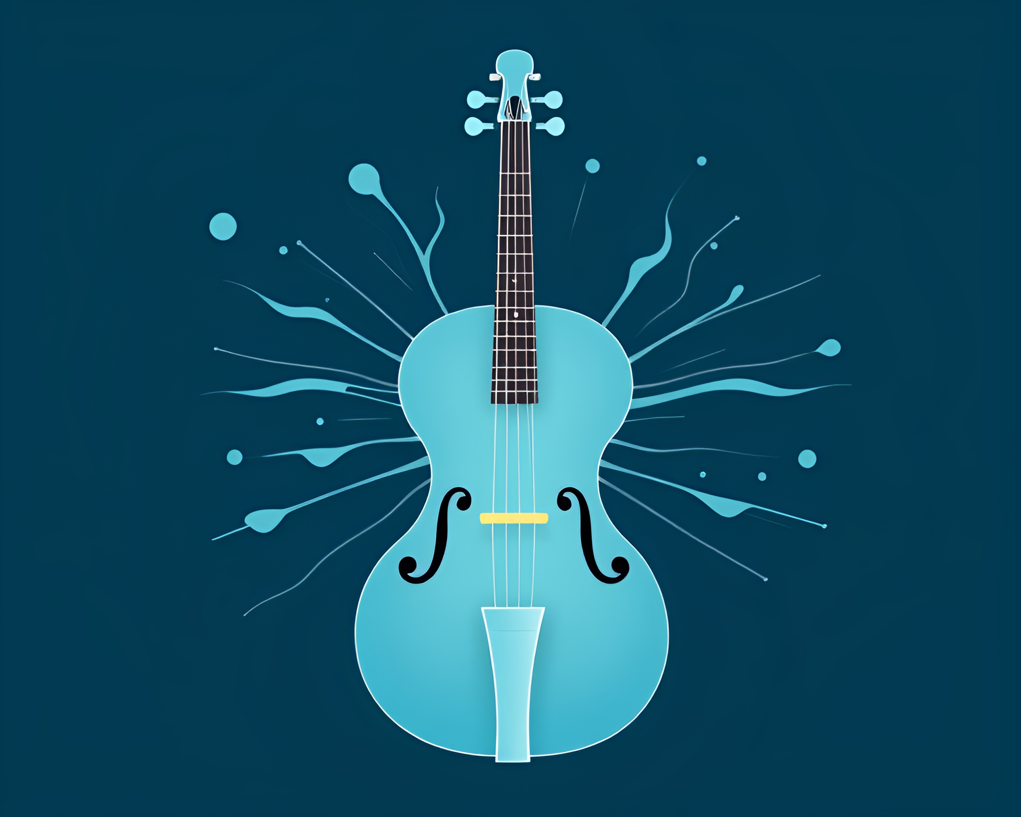 Cello Zoom Burst in Arctic Blue Symphony – free AI stock image
