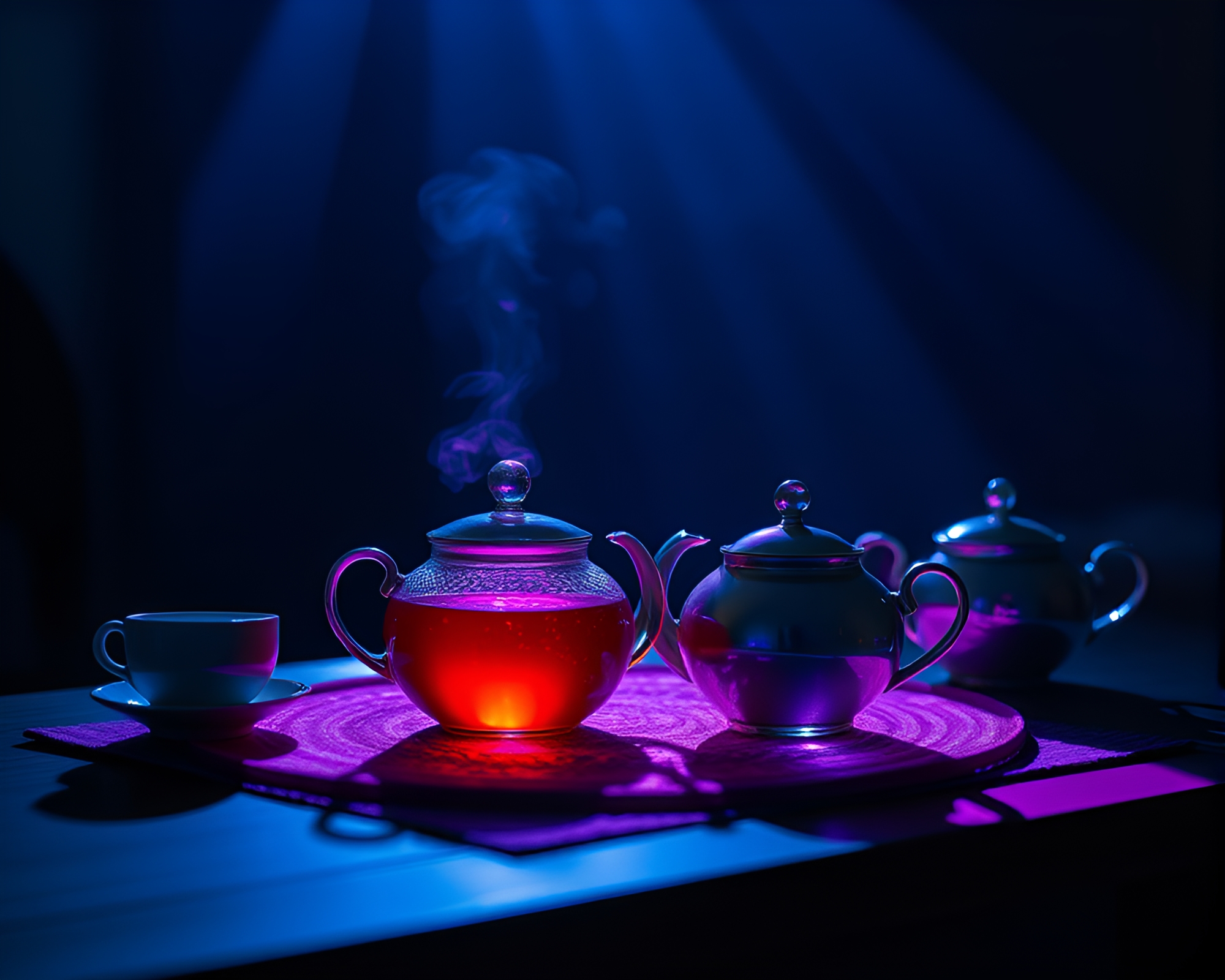 Mesmerizing Motion Captured Ultraviolet Tea Party – free AI stock image