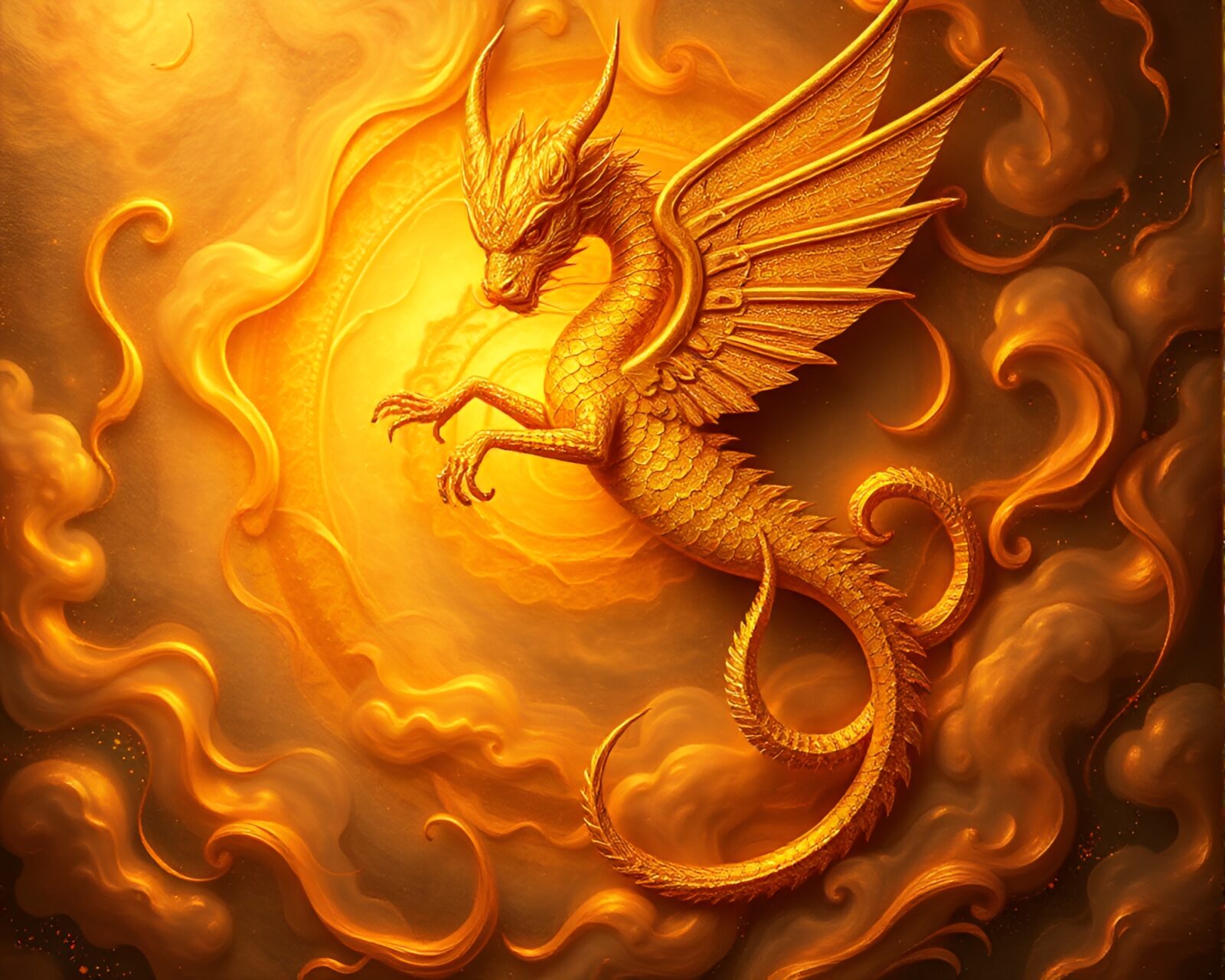 A golden spiral blended with chimera in peach glow
