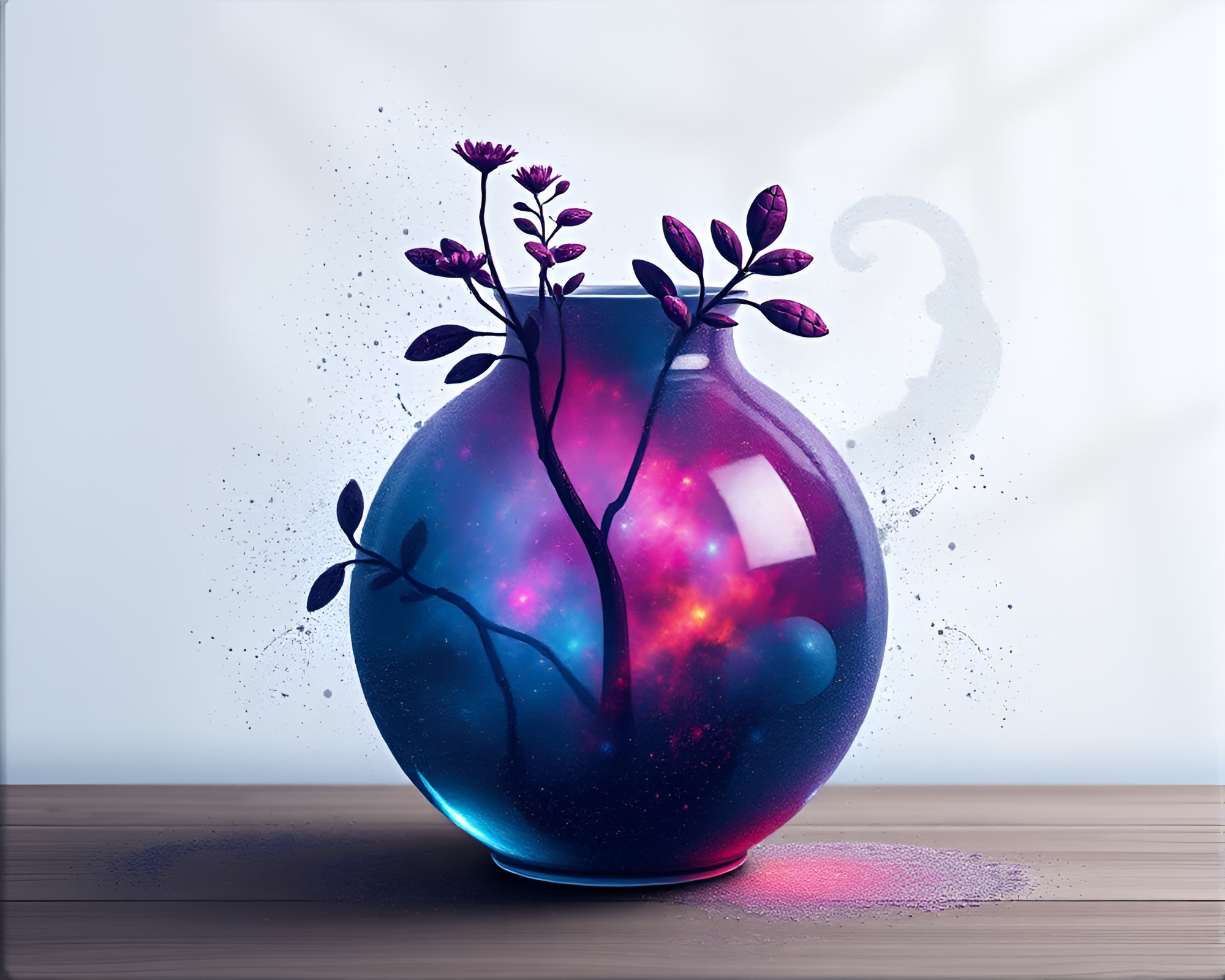 8-Bit Cosmic Dust Vase Portrait – free AI stock image