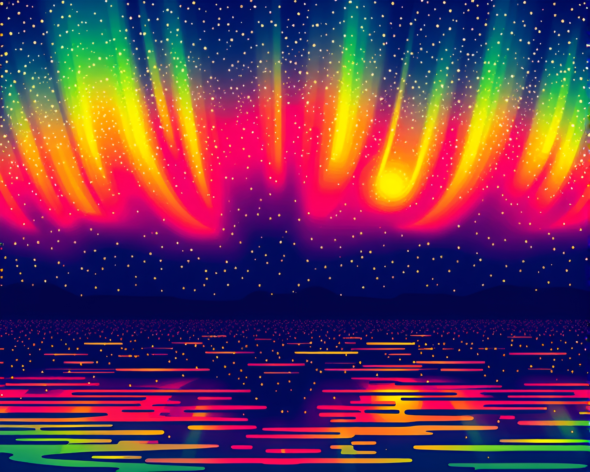 Aurora Borealis Pixel Art Masterpiece with God Rays – free AI stock image