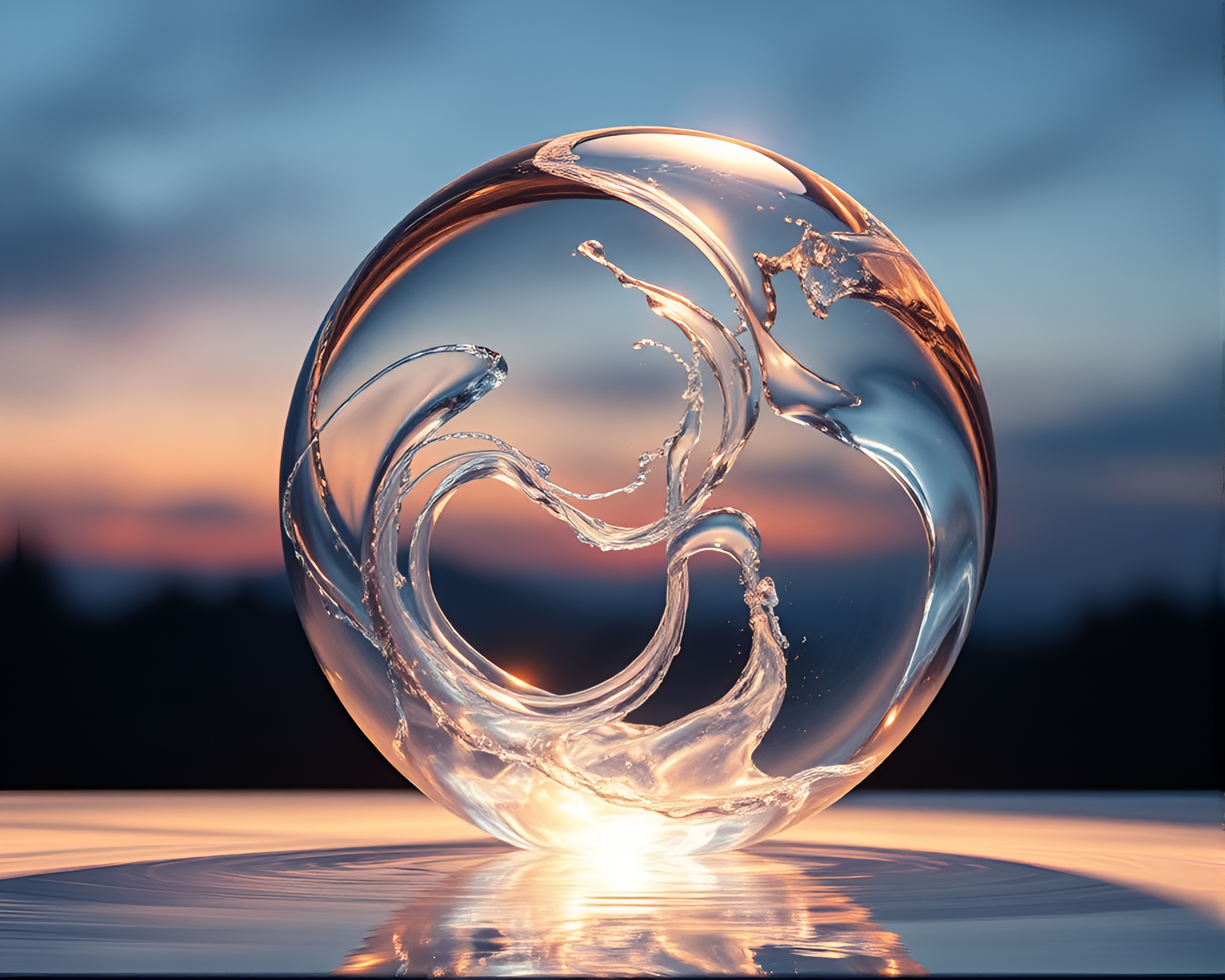 Water Distorted Marble Sculpture in Warm Afternoon Light – free AI stock image