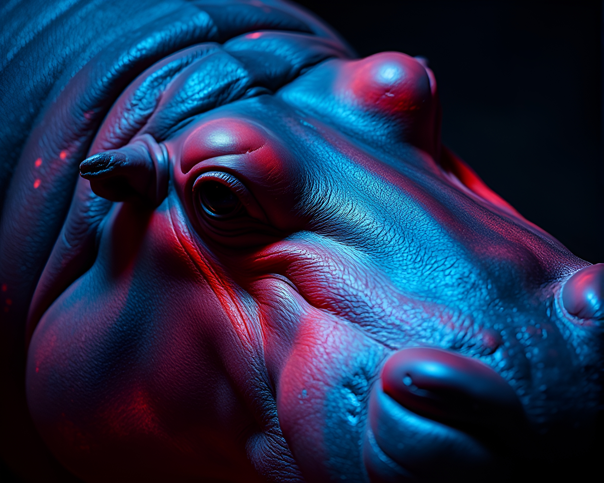 Hippopotamus in Illuminated Fabric Folds – free AI stock image