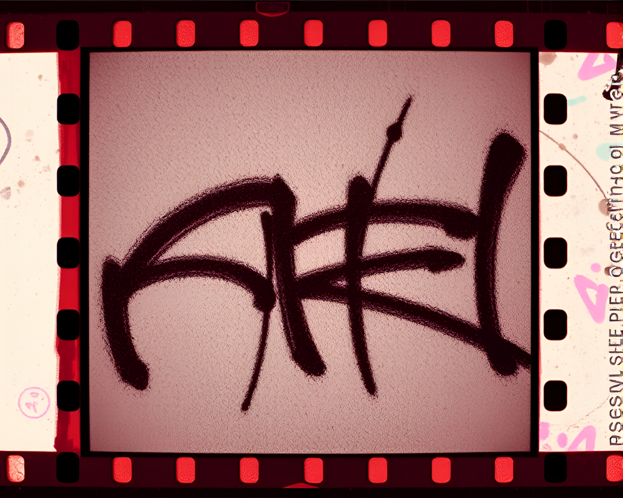 Satyr Graffiti in Film Sprocket Hole Frame – free AI stock image
