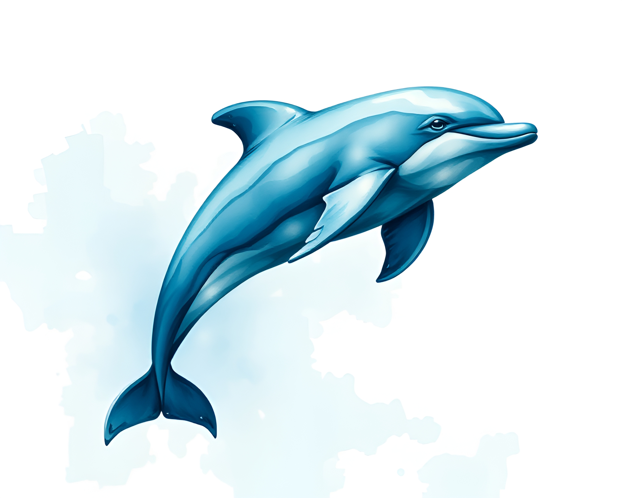 Dolphin Jumping in Acid Wash Palette Seascape – free AI stock image
