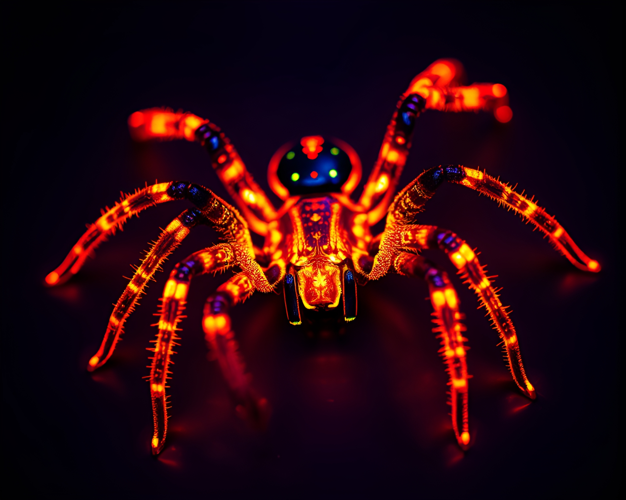 Mechanical Spider in Thermal Imaging Dot Matrix Composition – free AI stock image