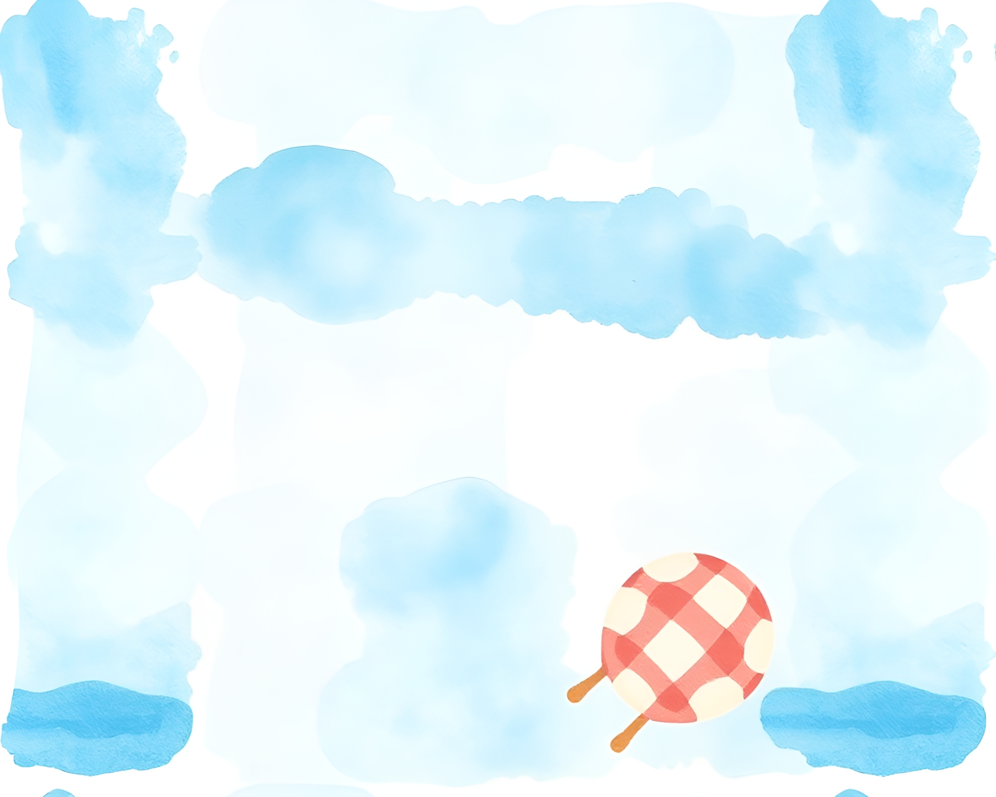 Vibrant Stitched Pattern Beach Scene Watercolor Wash – free AI stock image