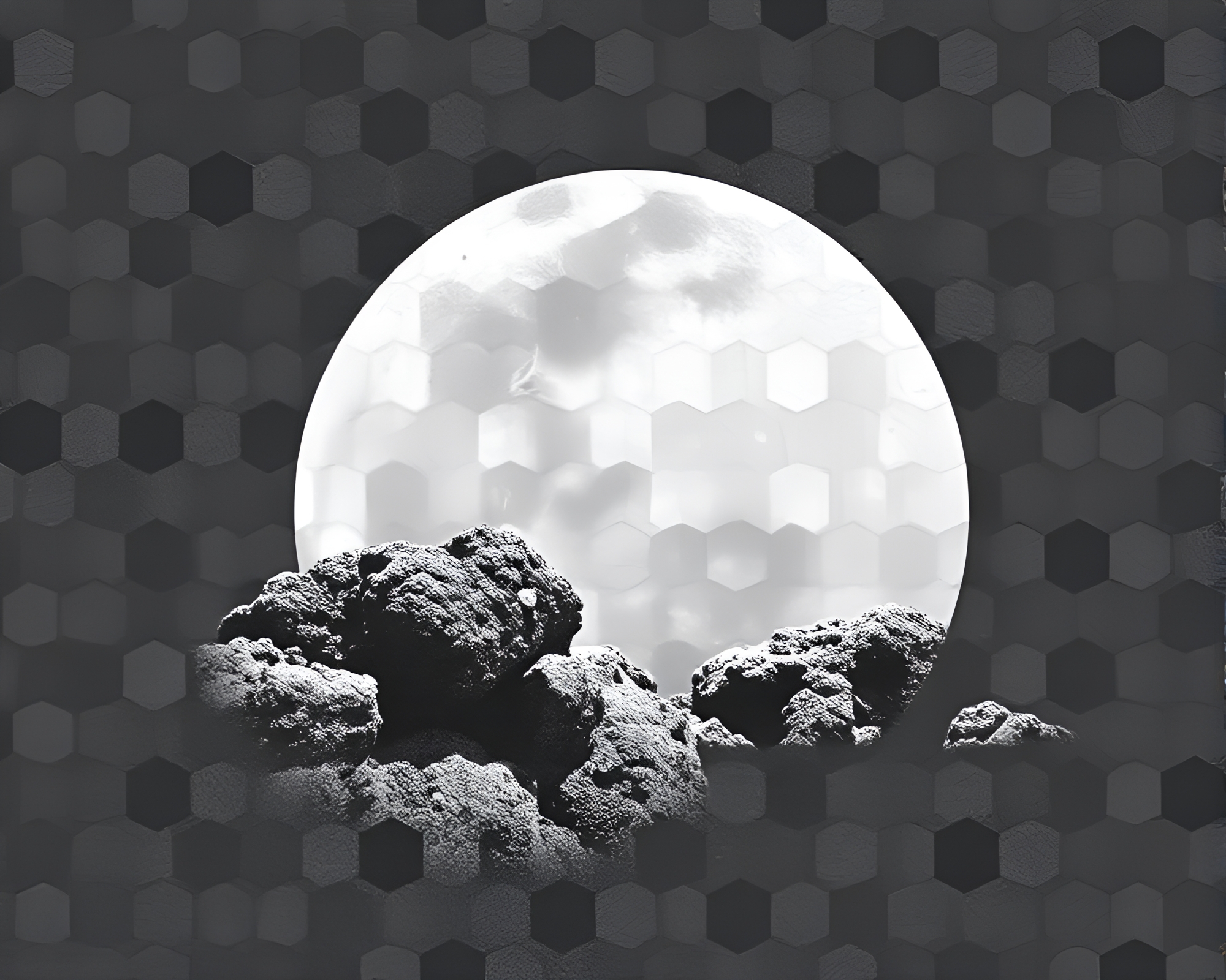 Lunar Reef Abstraction with Hexagonal Patterns – free AI stock image