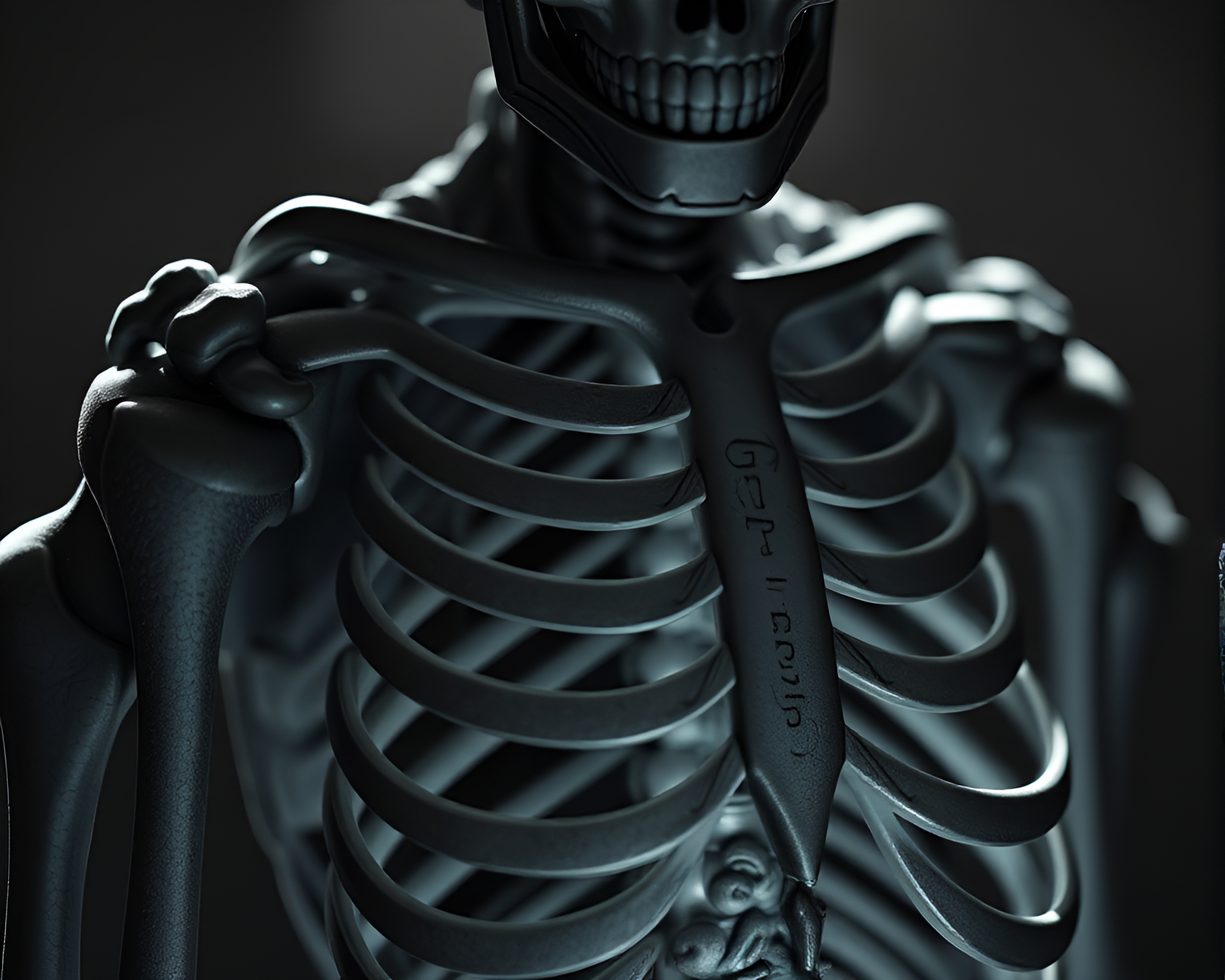 Gothic Exoskeleton Suit Engraved Close-Up Design – free AI stock image