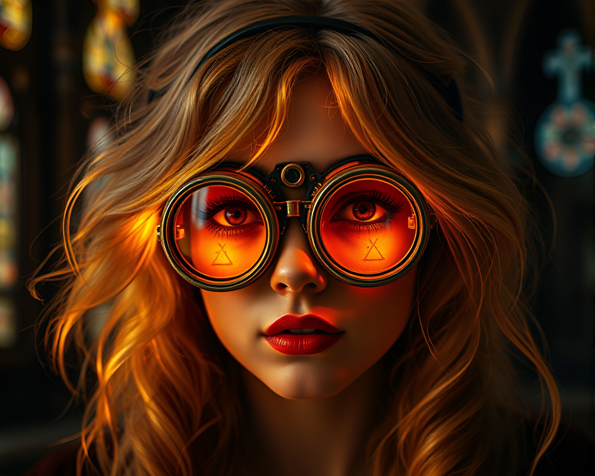 Gilded Steampunk Cathedral Goggles – free AI stock image