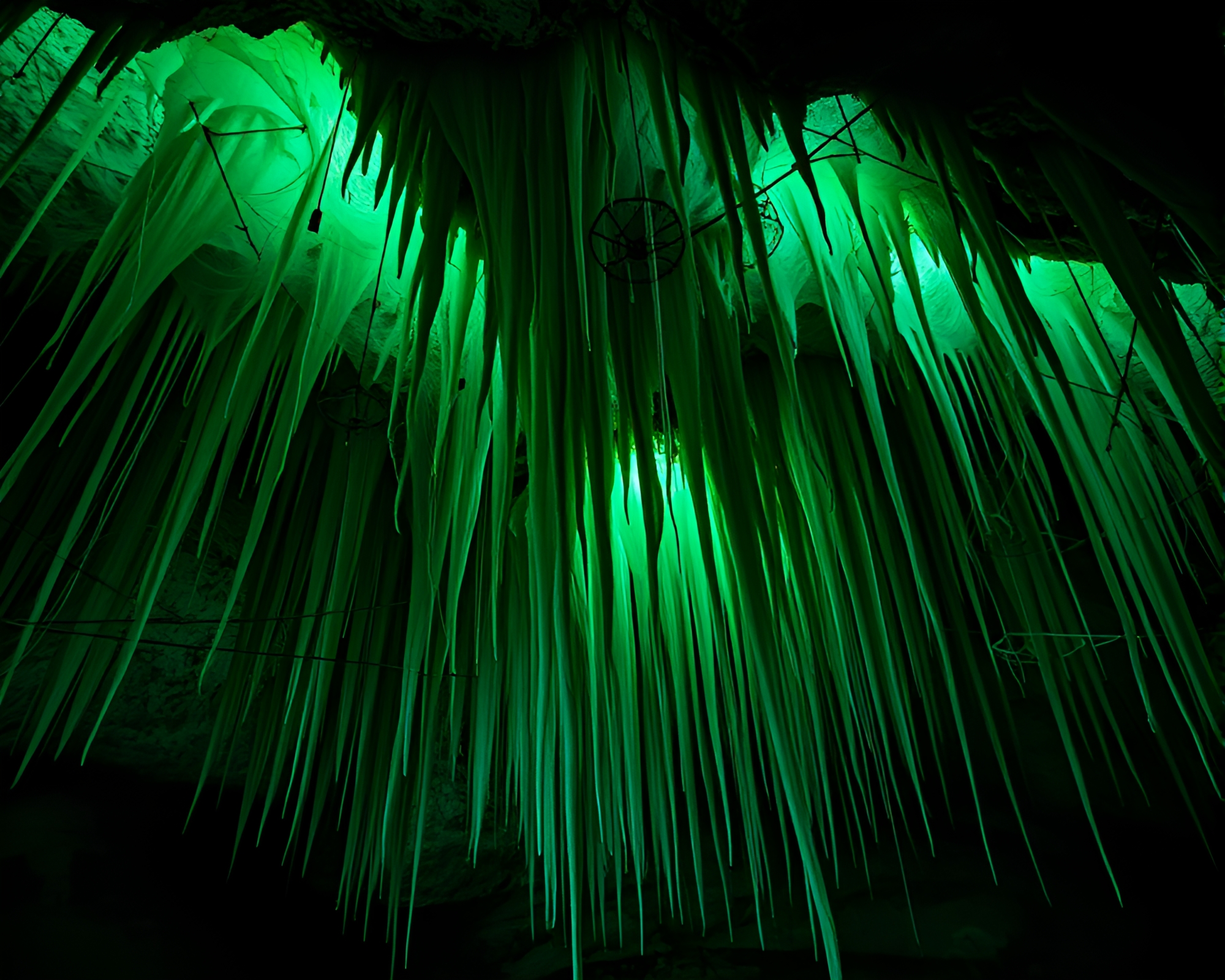 Mystical Forest Green Stalactites Mosaic – free AI stock image
