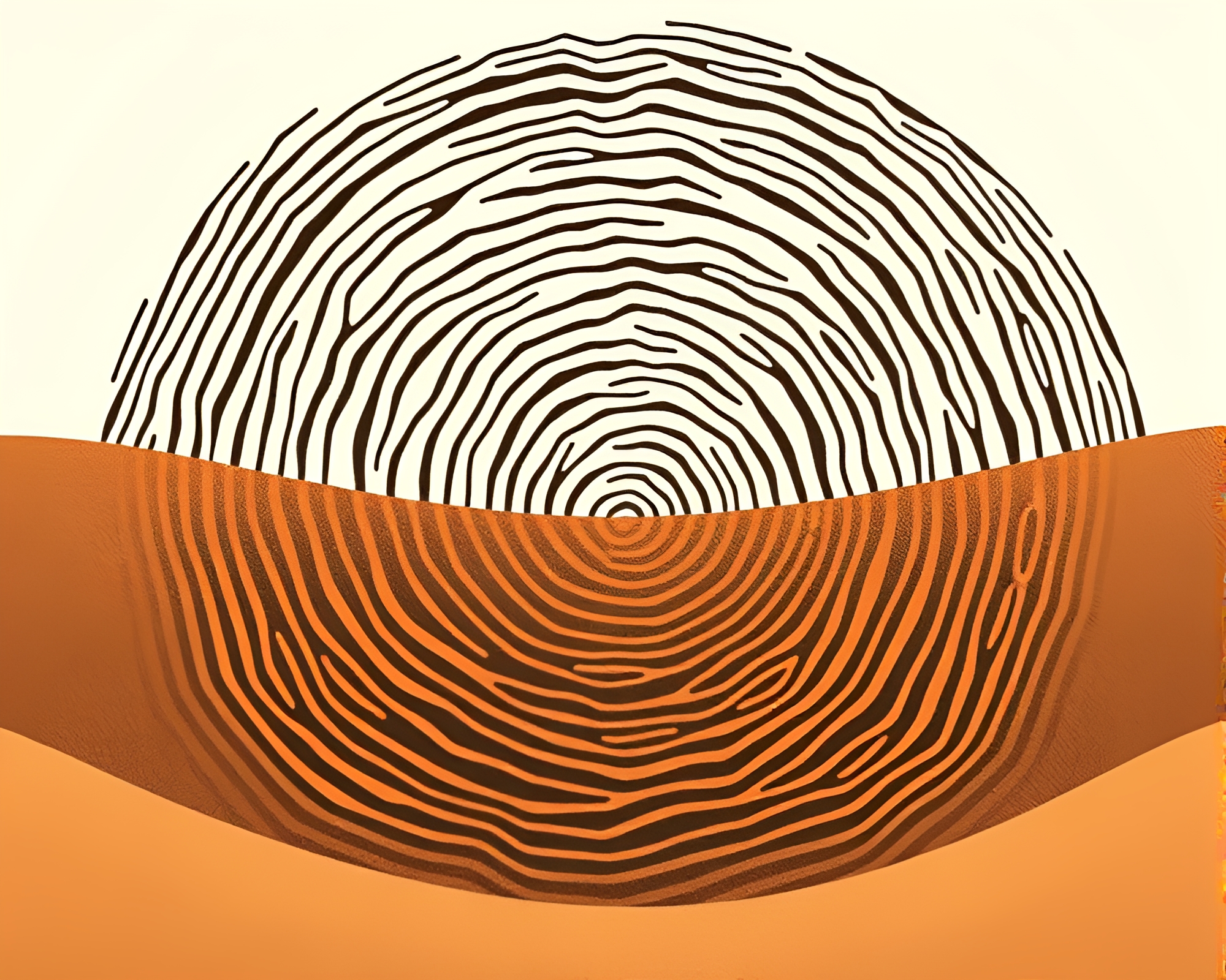 Sand Dune Tree Ring Woodcut Print Art – free AI stock image