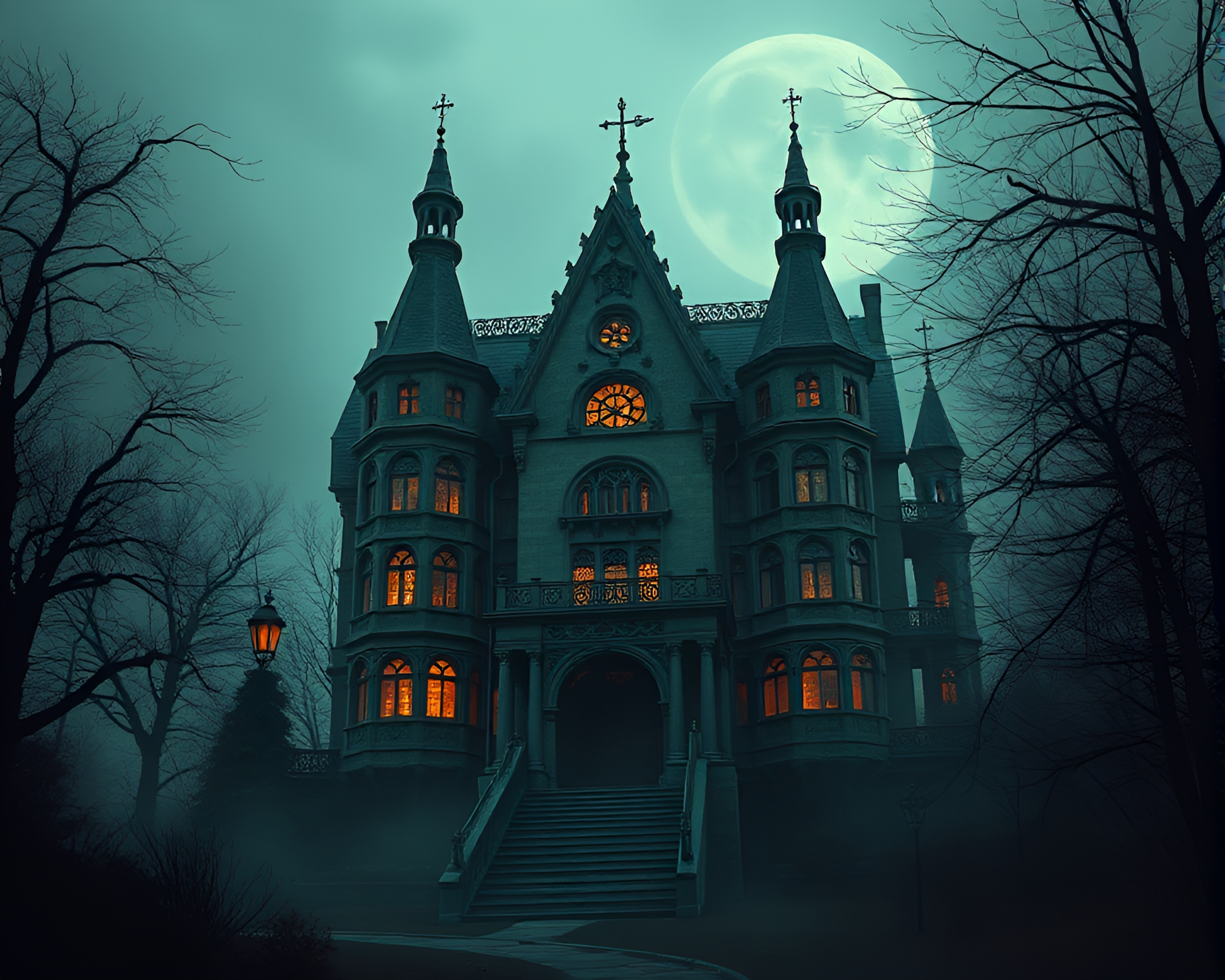 Neo-Gothic Mansion with Necromantic Calligraphy Vibe – free AI stock image