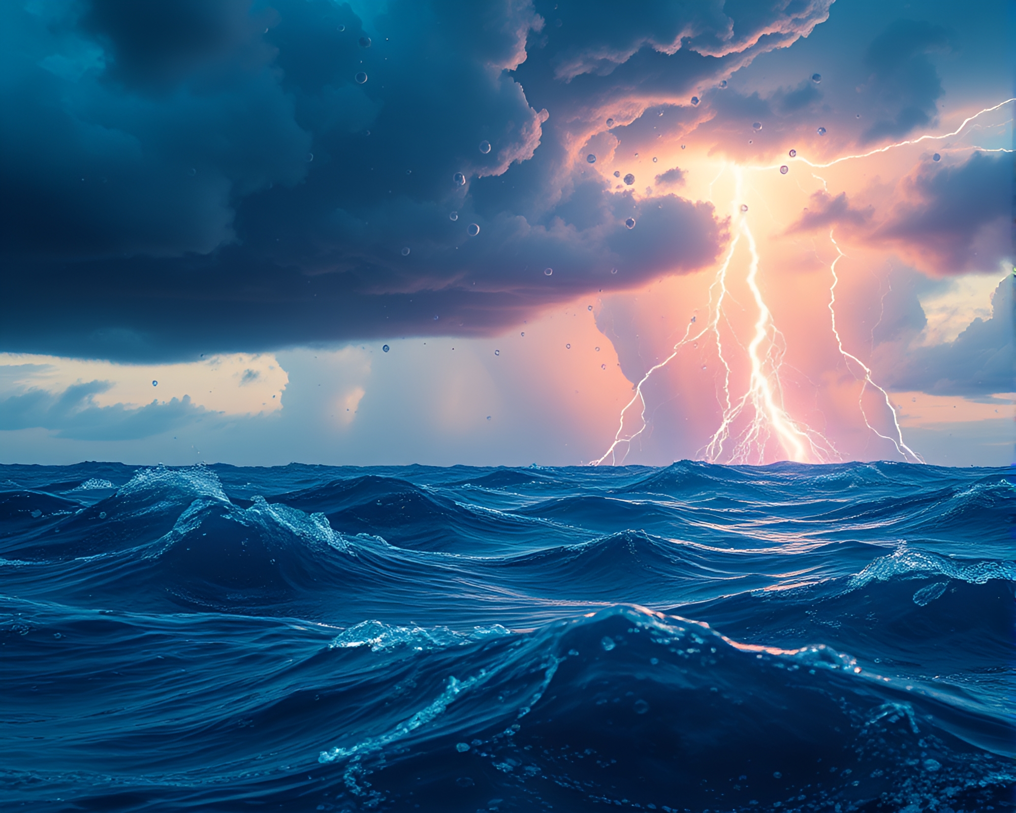Thunderstorm Bubble Clusters at Sea Op Art – free AI stock image