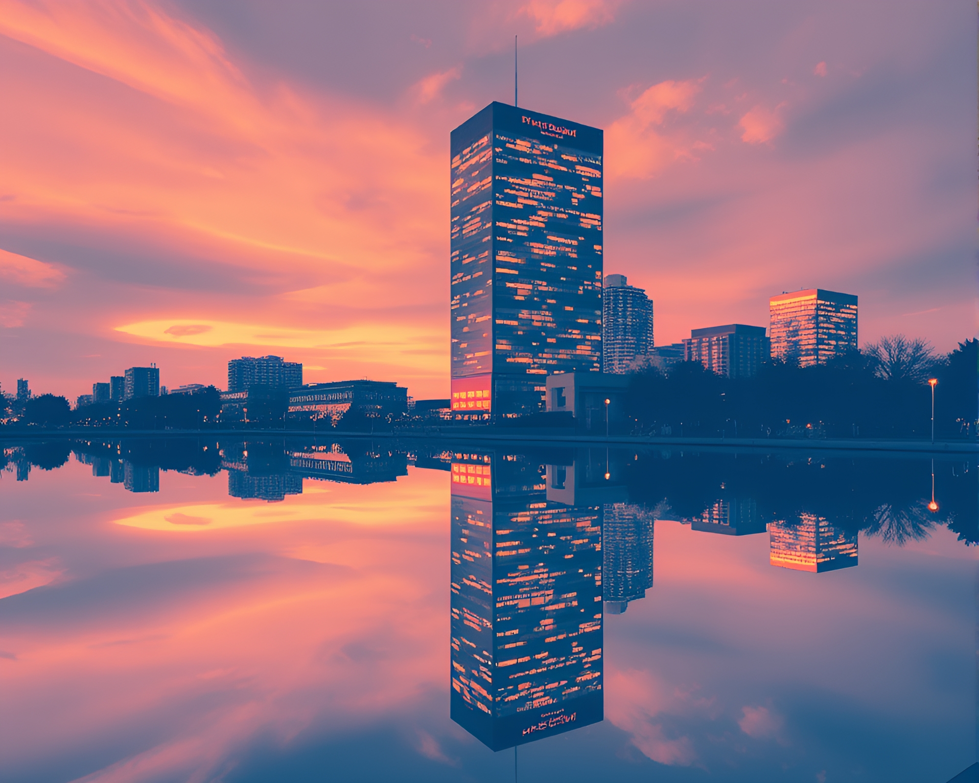 Tower of Reflections in Blueprint Style – free AI stock image