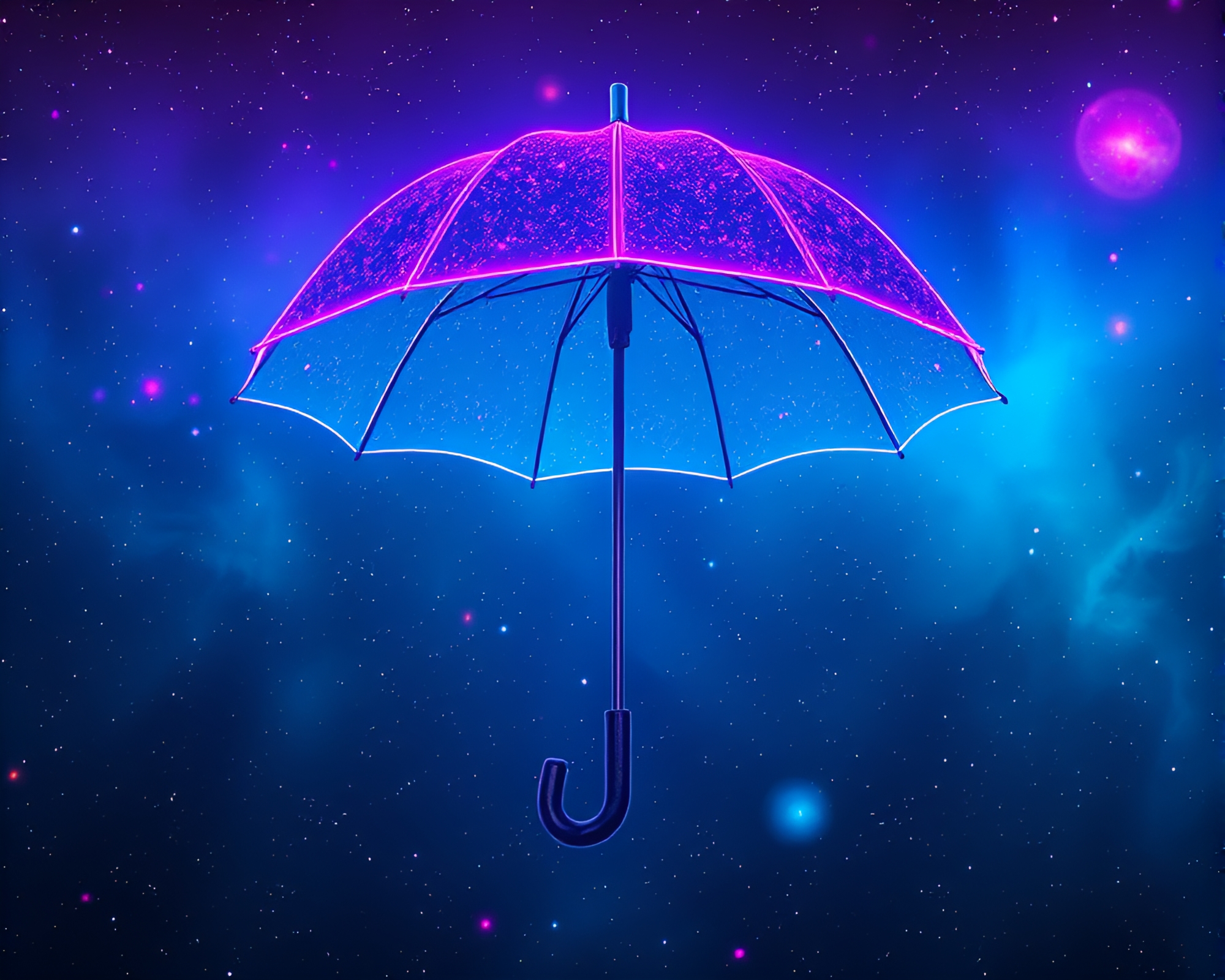 Neon-lit Grid Overlay under Cosmic Nebula Hues – free AI stock image