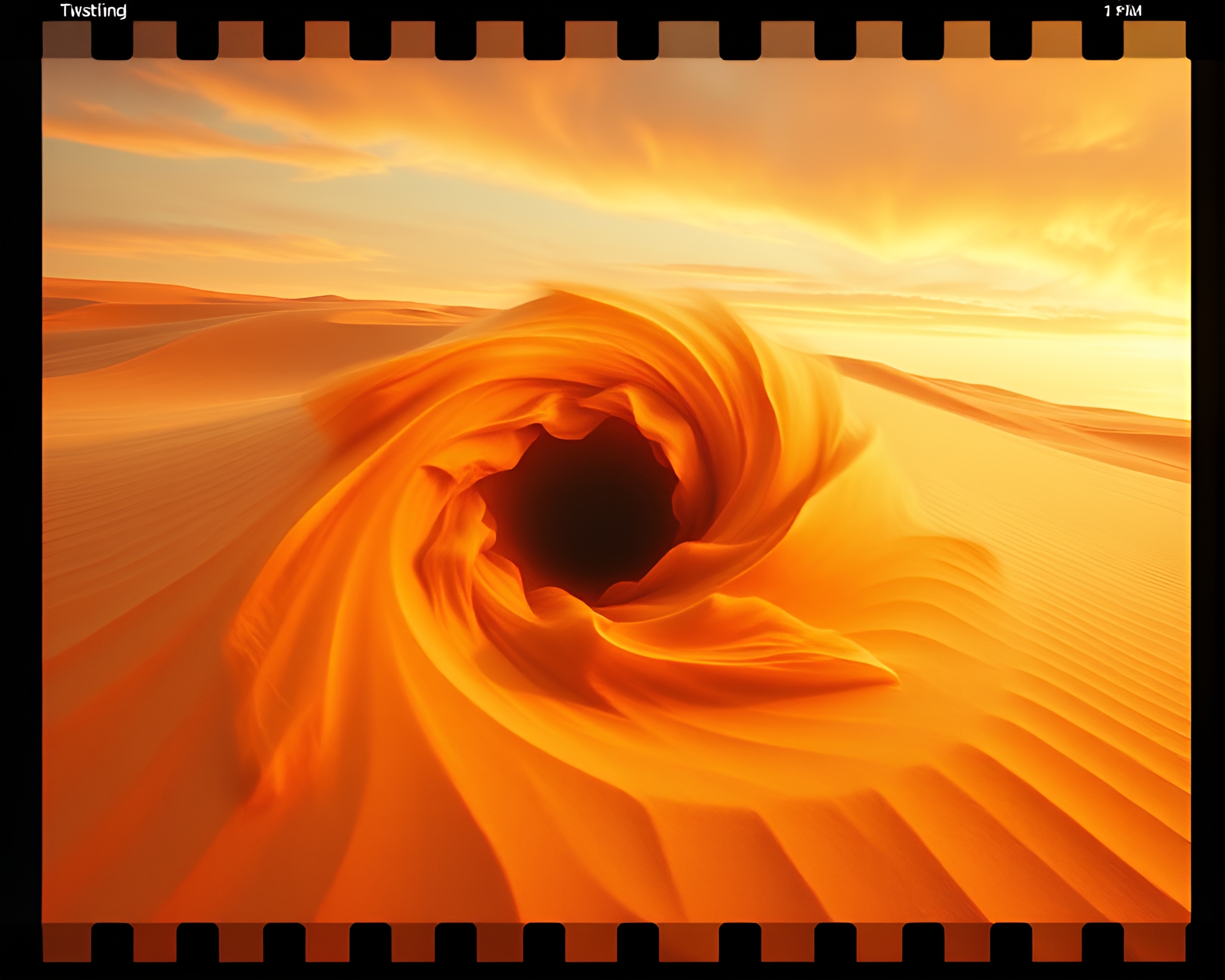 Desert Drummer: Vortex Twist Film Strip – free AI stock image