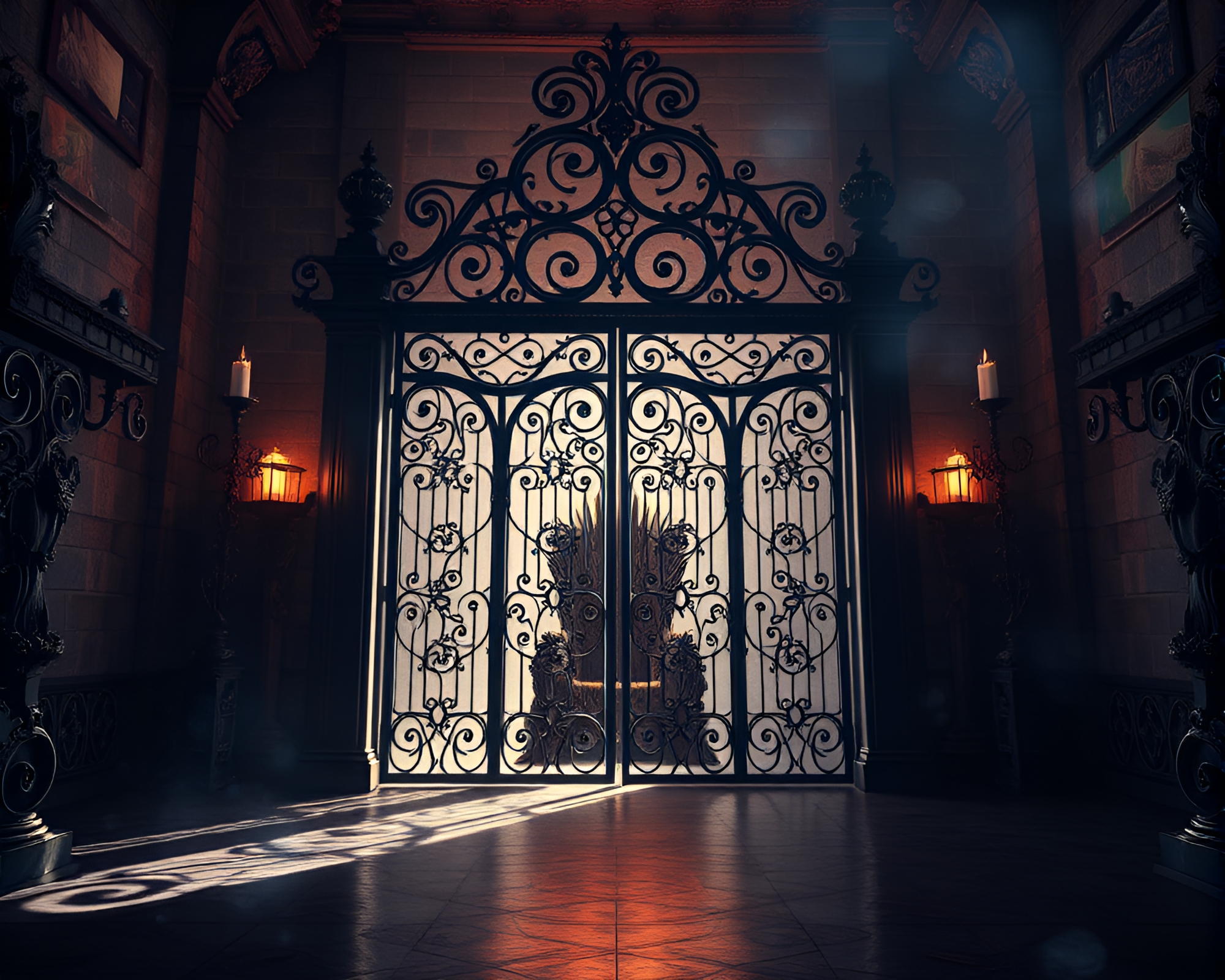 Fractal Wrought Iron Throne Room Illumination – free AI stock image