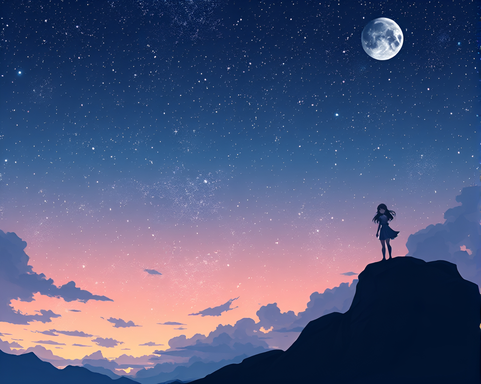 Siren’s Song in Starlit Anime Collage – free AI stock image