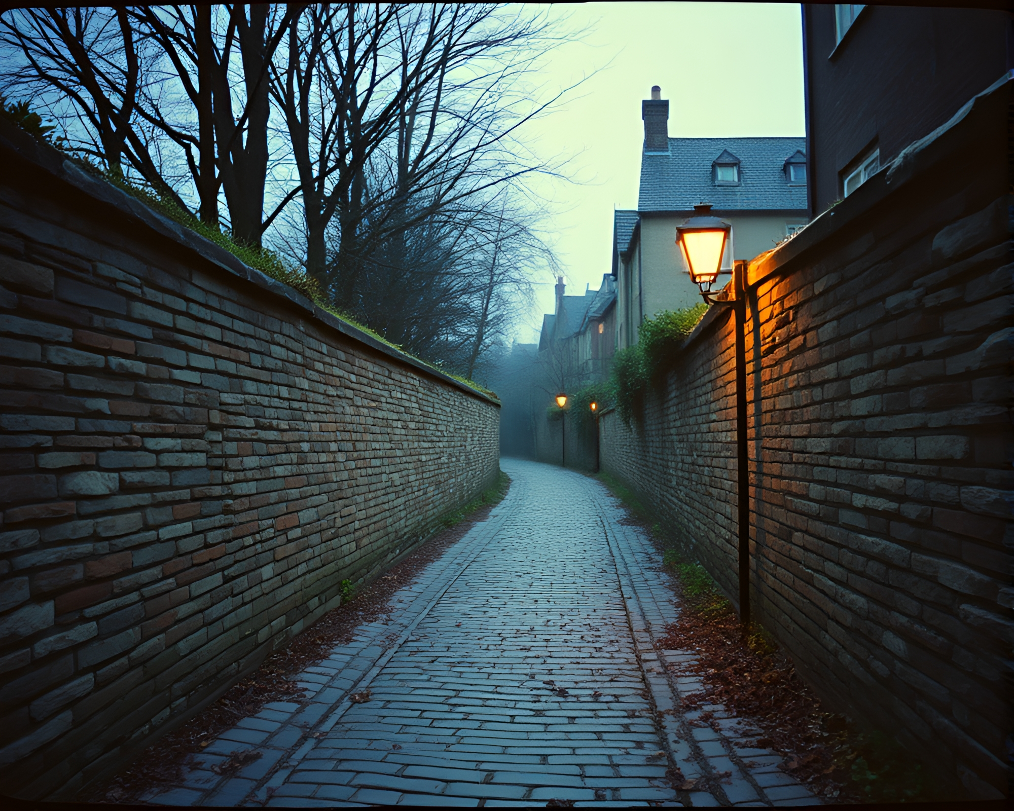 Basilisk Shadows: Dadaist Cobblestone Collage – free AI stock image