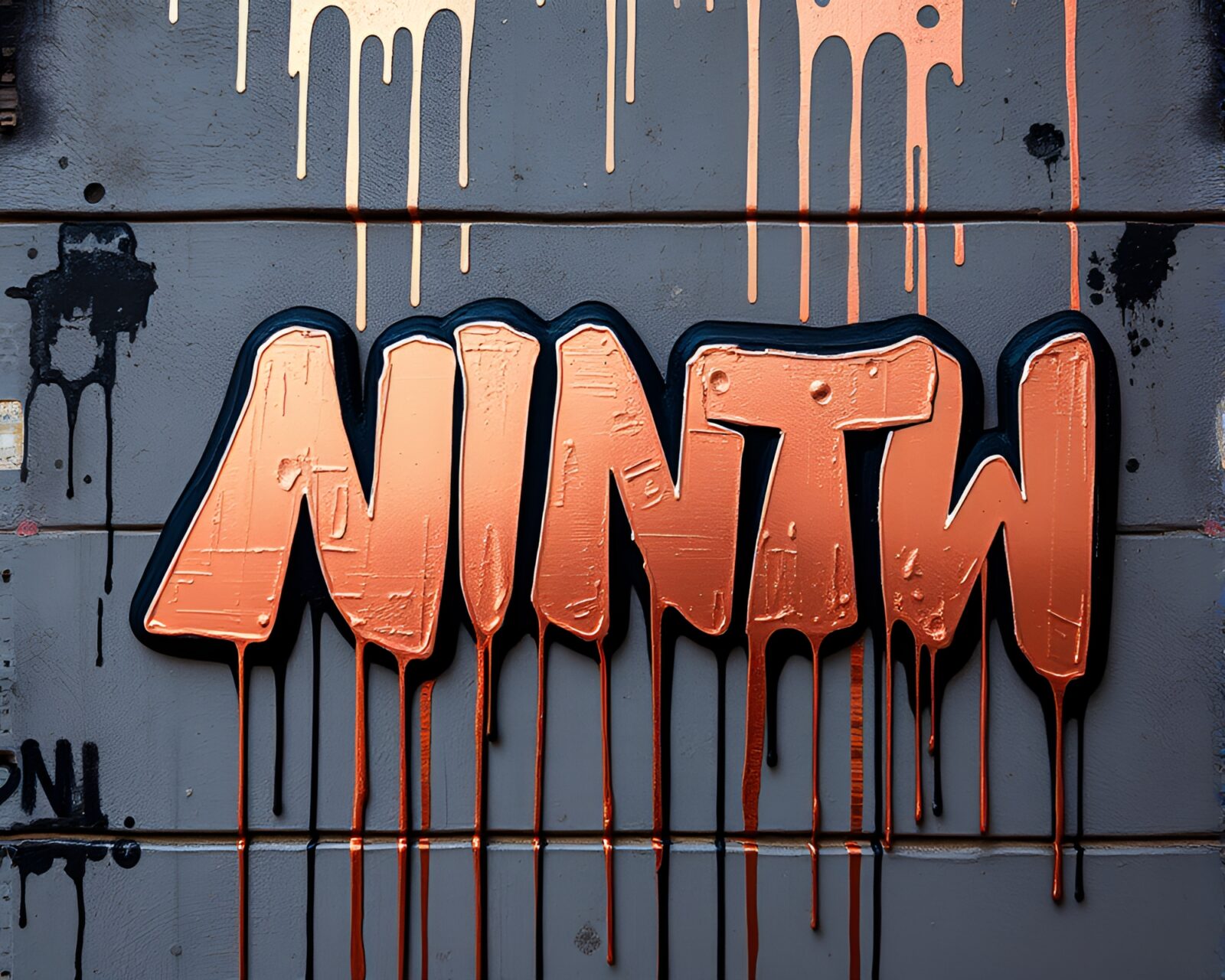 A digital glitched haunted mirror covered in graffiti drips.