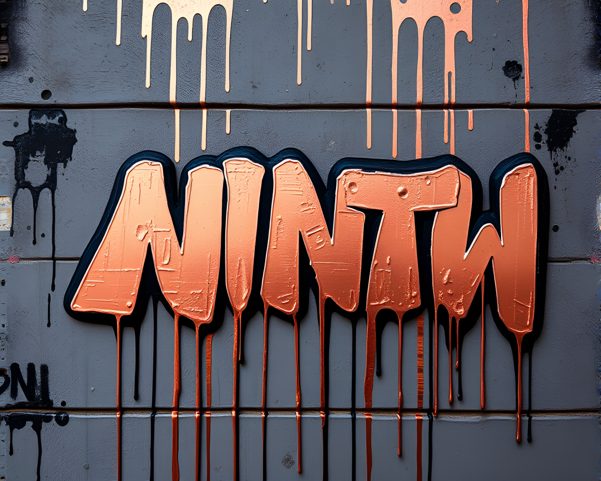 Graffiti Nightmare: Rose Gold Haunted Reflection – free AI stock image