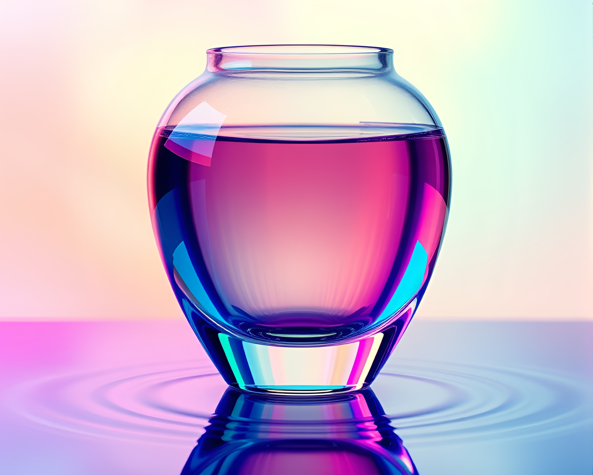 Jewel-Toned Vase in Water Distortion – free AI stock image