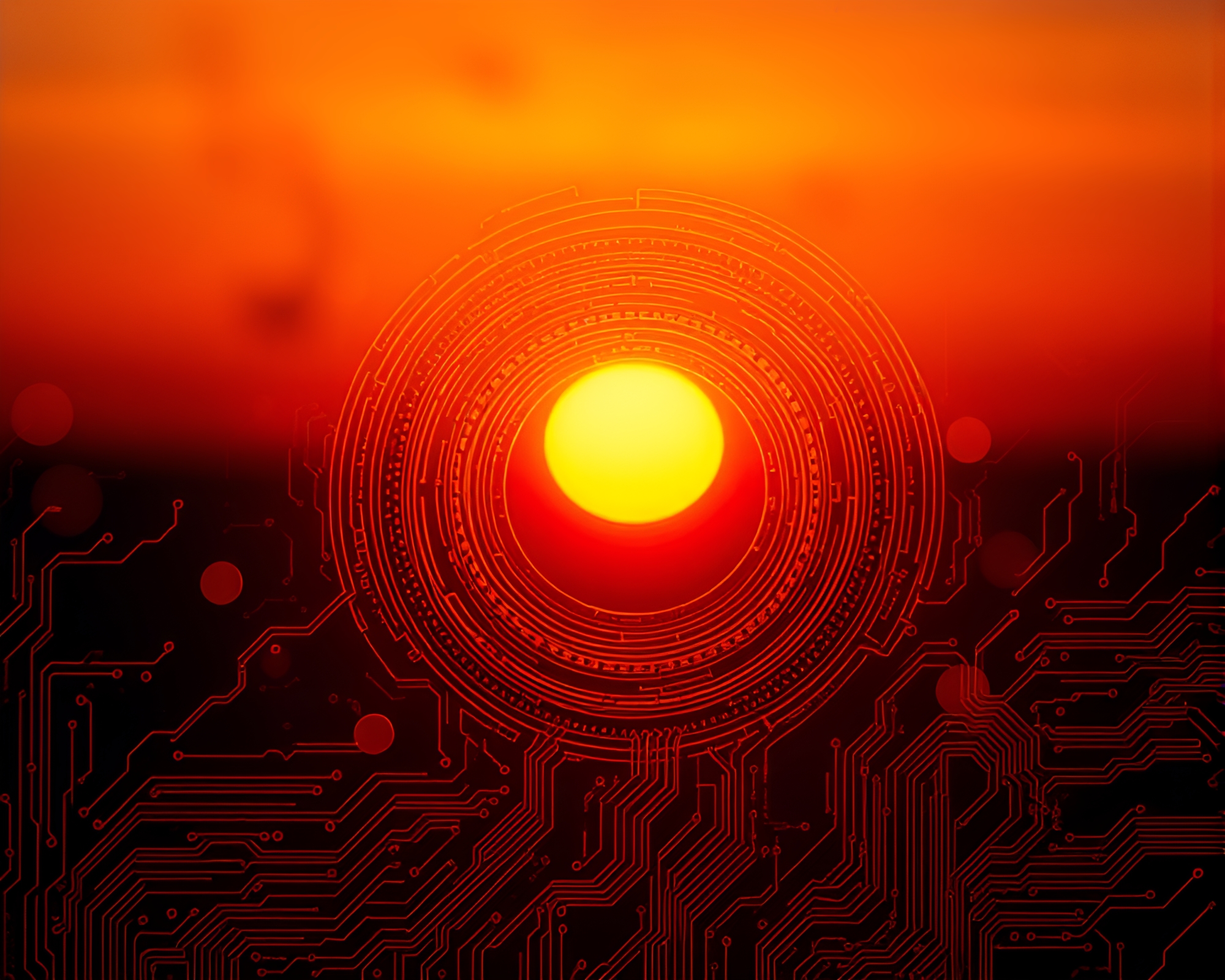 Circuit Board Smoke Rings at Dusk – free AI stock image
