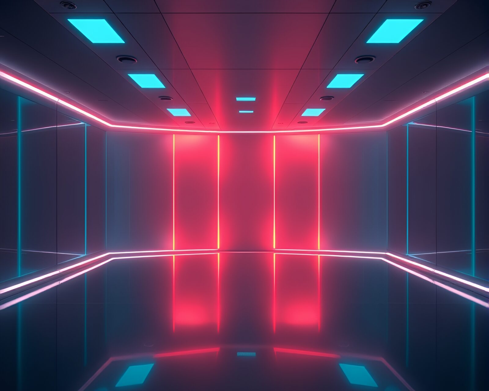 Illustration of a plateau with glowing medical accents in darkness