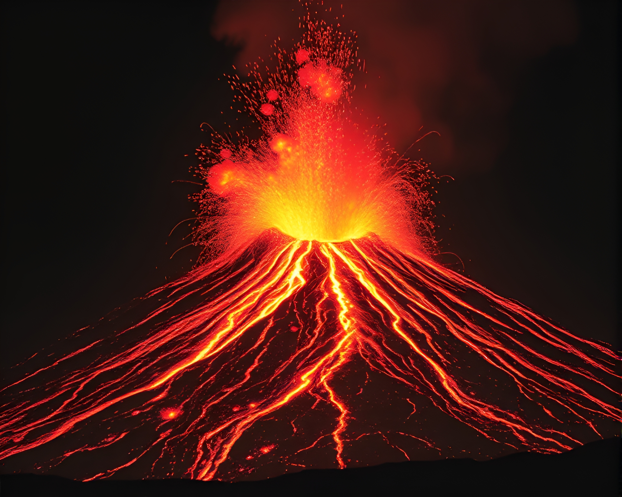 Volcanic Eruption in Thermal Vision with VHS Distortion – free AI stock image