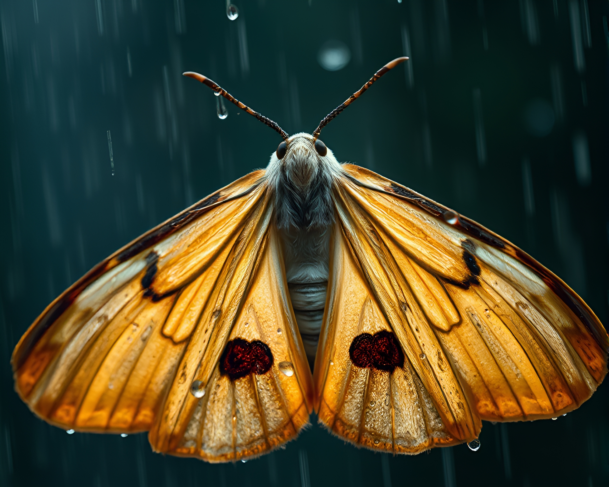 Moth in Rain Droplets Concept Art – free AI stock image