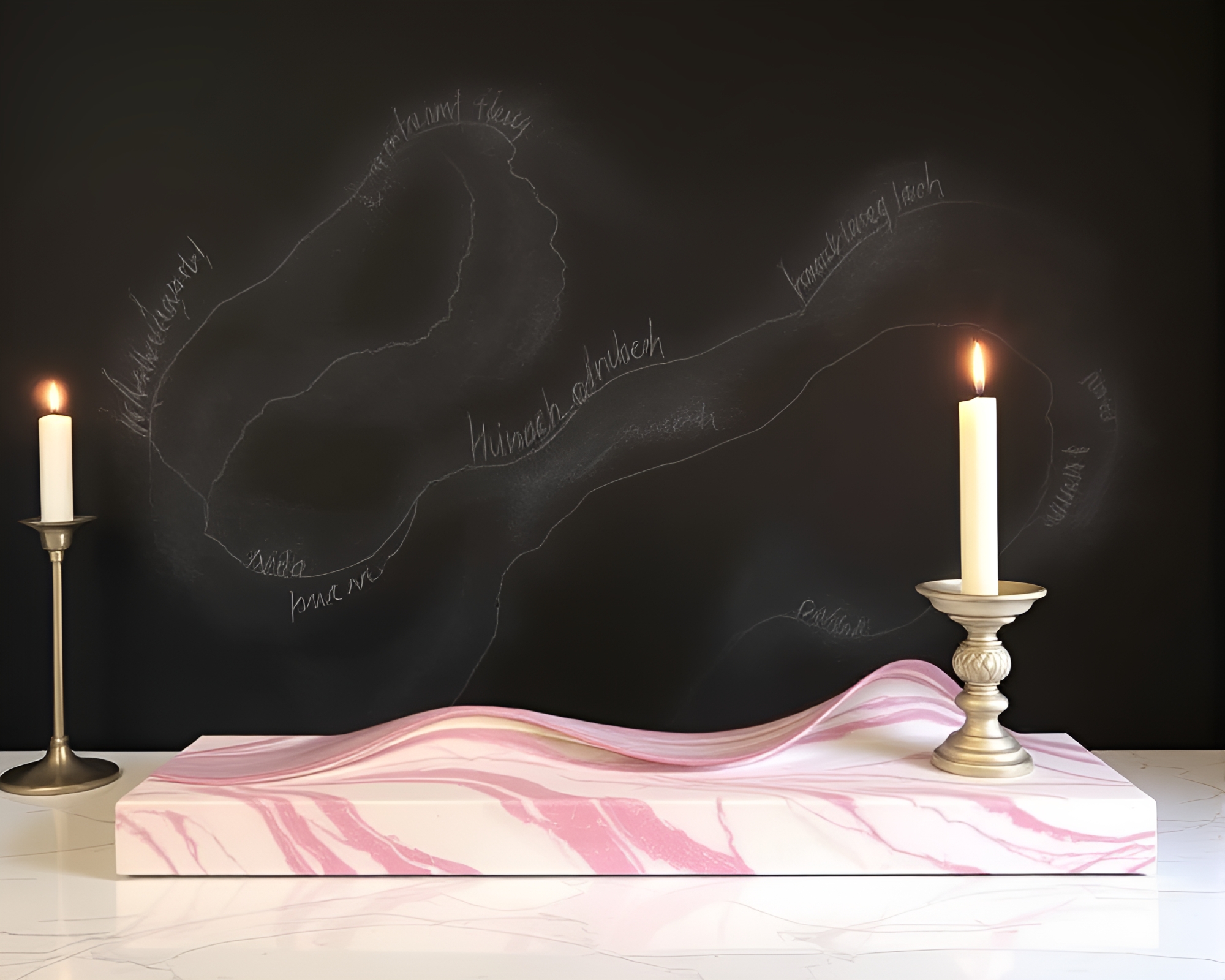 Pastel marble sculpture illuminated by candlelight in chalk setting – free AI stock image