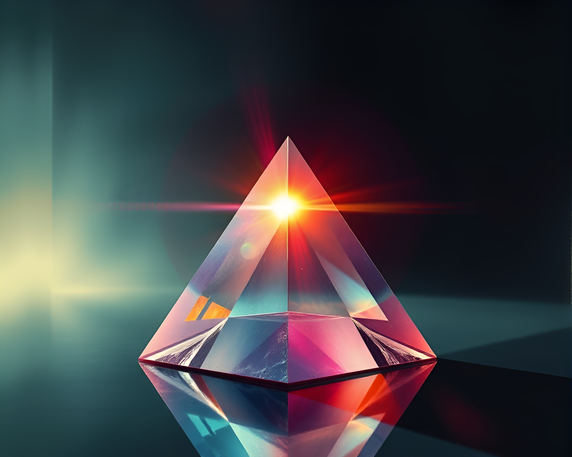 Prismatic Glass Pyramid: Lens Flare Underpainting – free AI stock image