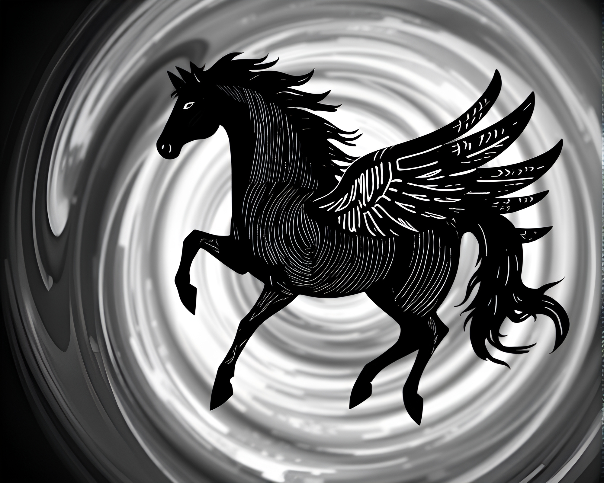 Enigmatic Fingerprint Swirl Pegasus Portrait – free AI stock image