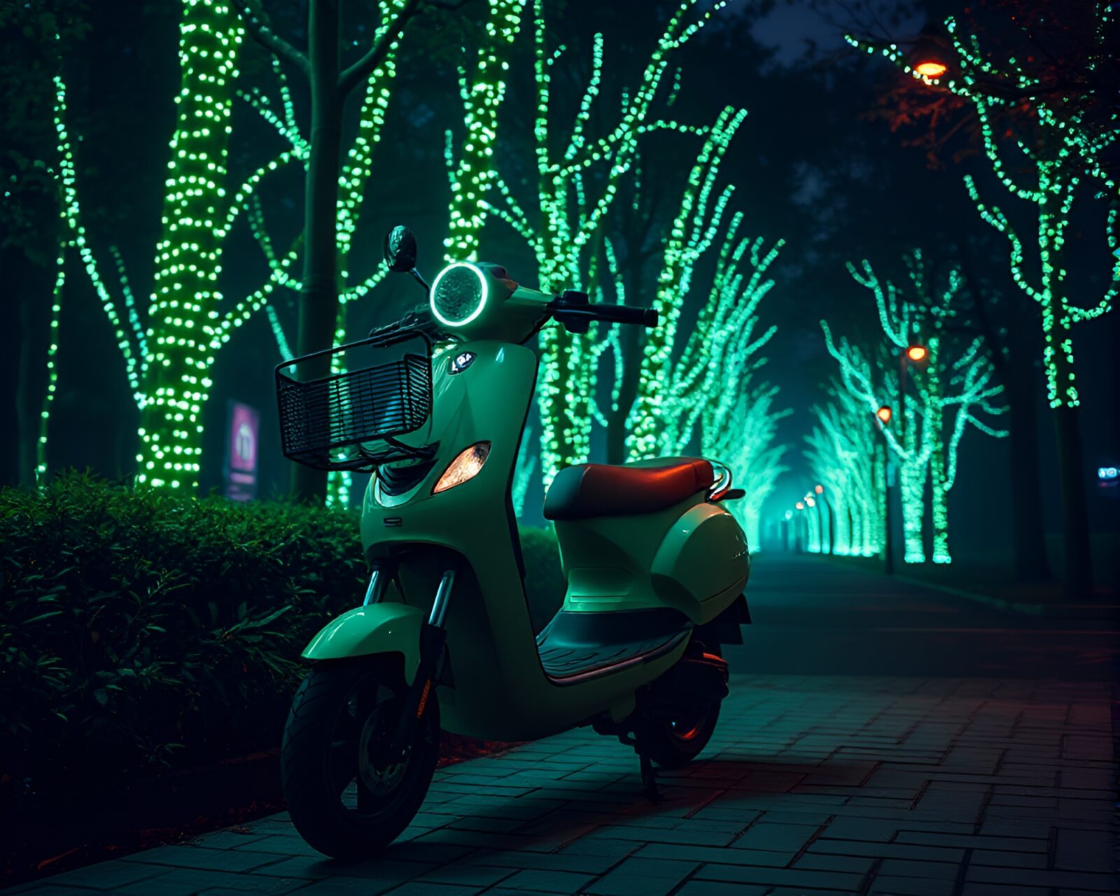 High dynamic range image of LED pixel grid scooter