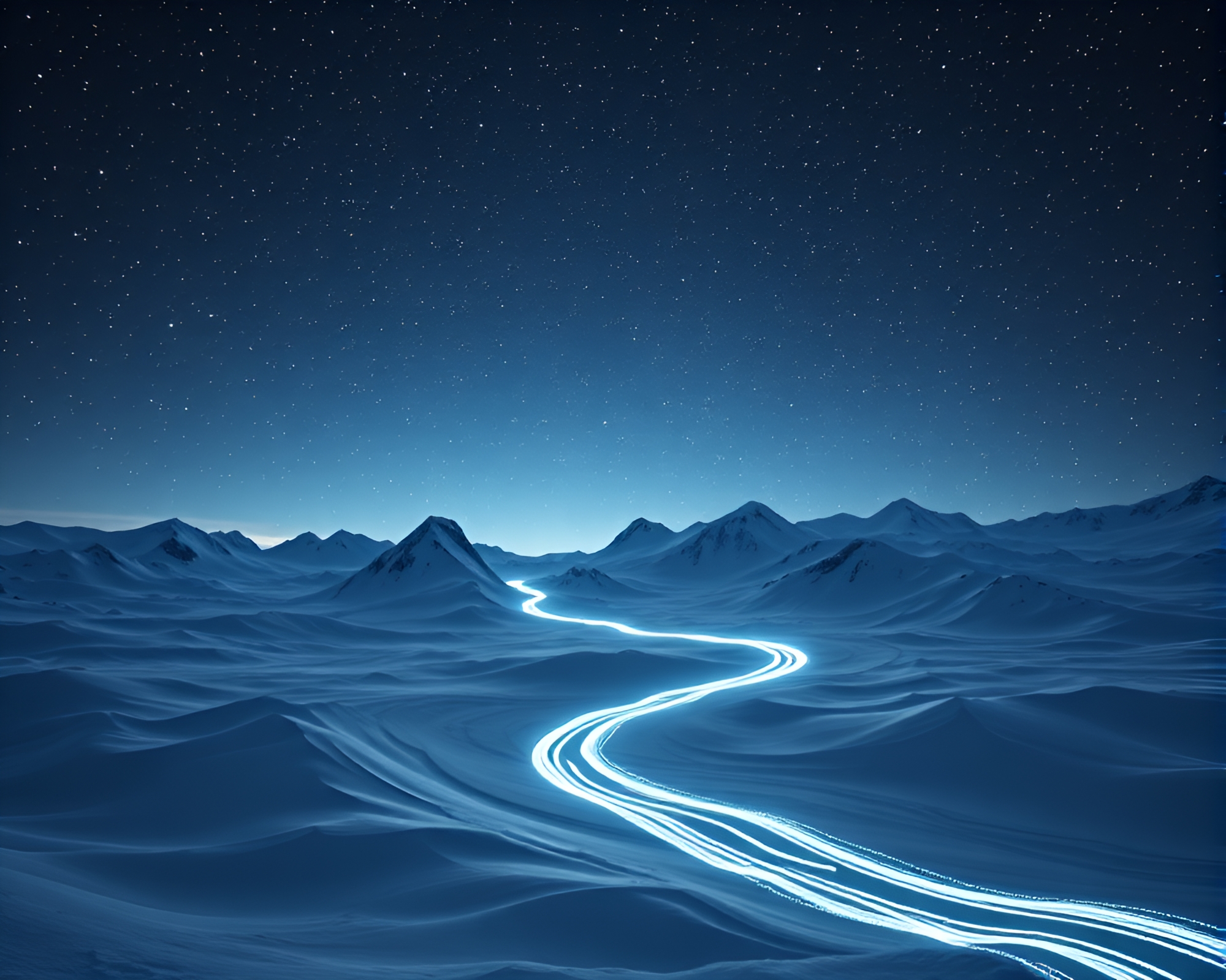 Voxel Antarctic Datastream with Star Trail Shadows – free AI stock image