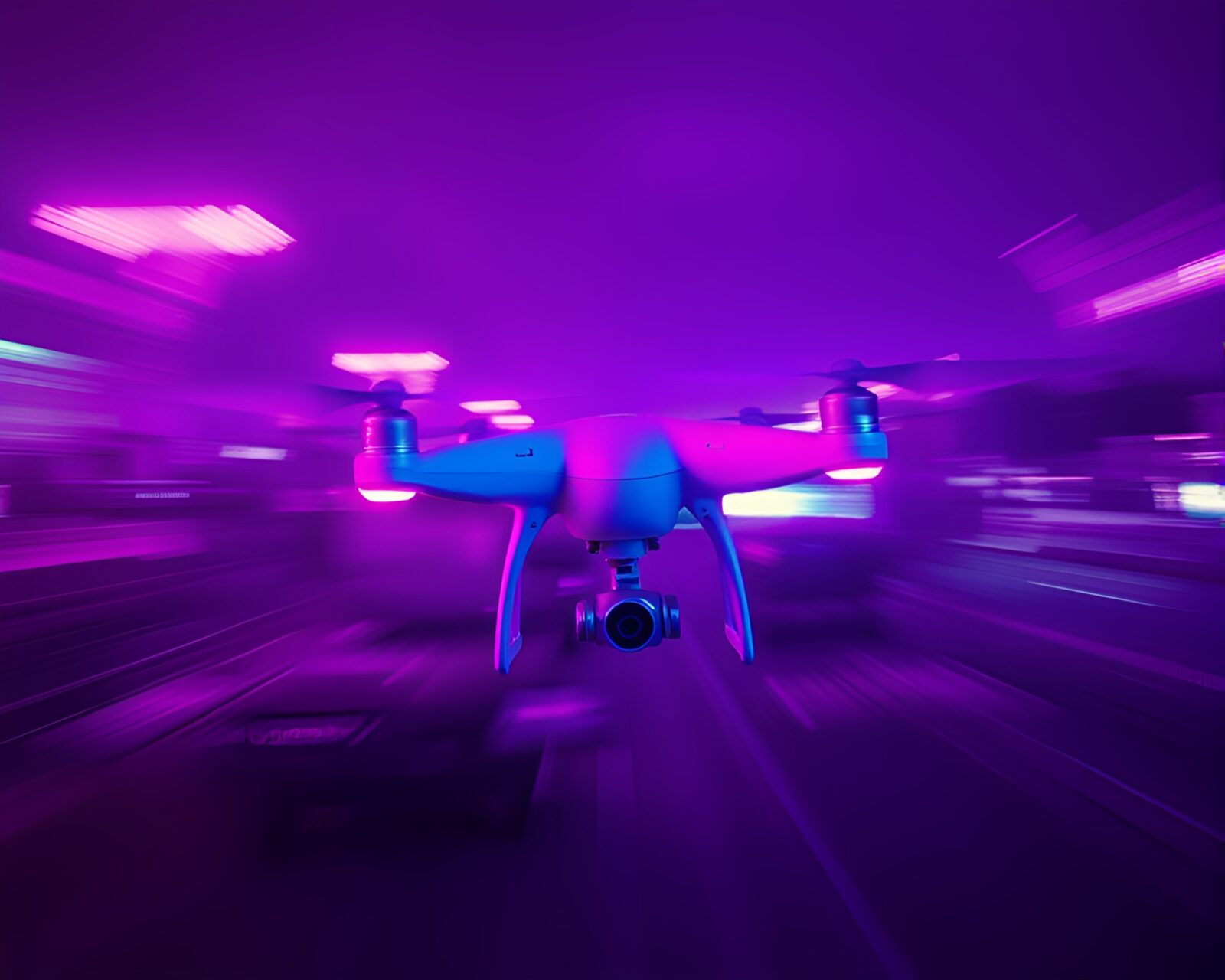 Ultraviolet styled infrared drone in pastel neon motion blur