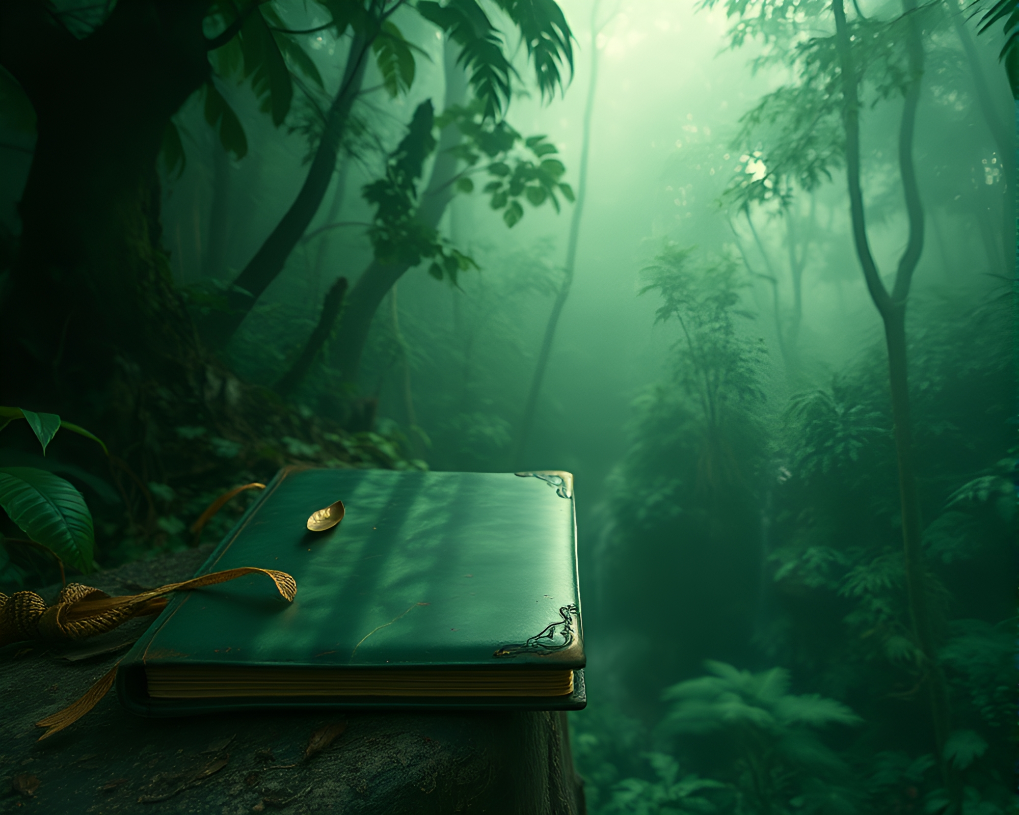 Copper Verdigris Leather-bound Diary Double Exposure – free AI stock image