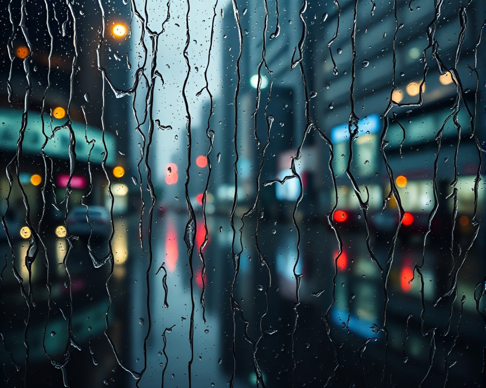 Moody texture of dimensional rift reflected in rain puddles