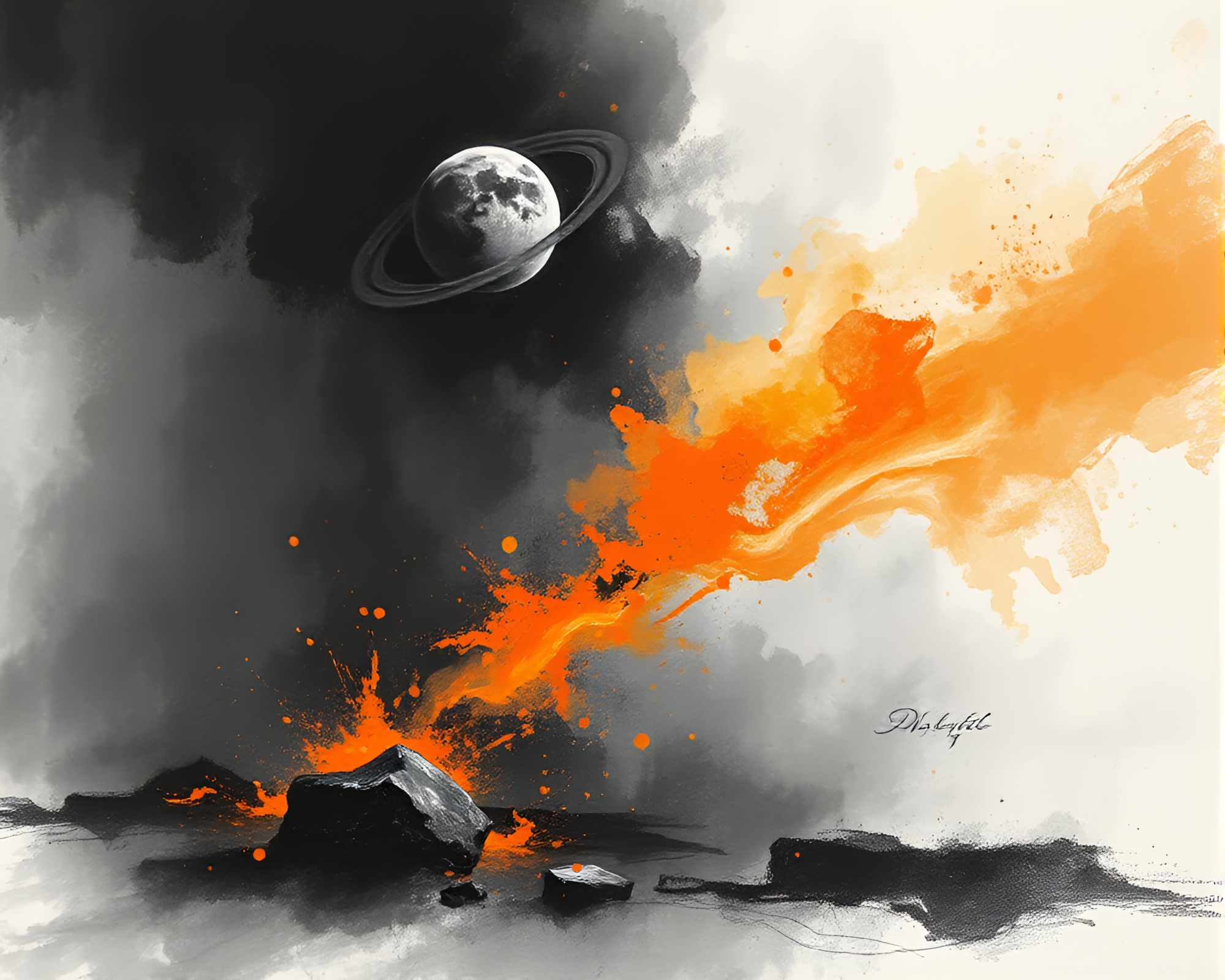 Celestial Embers: A Charcoal Composition – free AI stock image