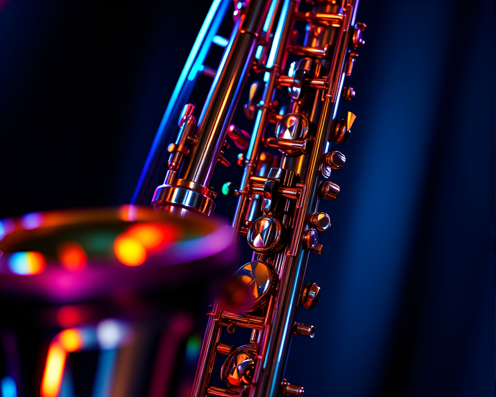 Saxophone Symphony in Iridescent 3D Composition – free AI stock image