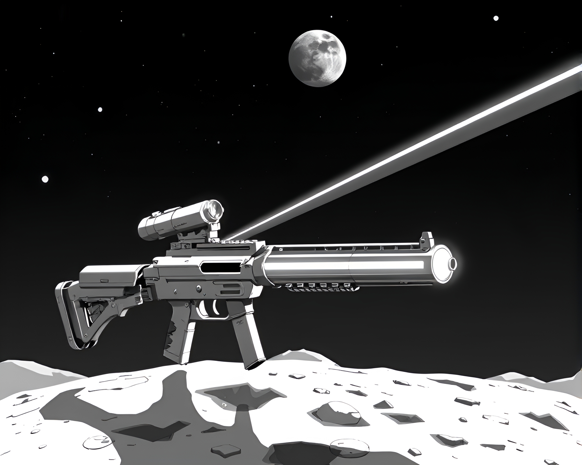 Lunar Plasma Rifle Light Leak Isometric Illustration – free AI stock image