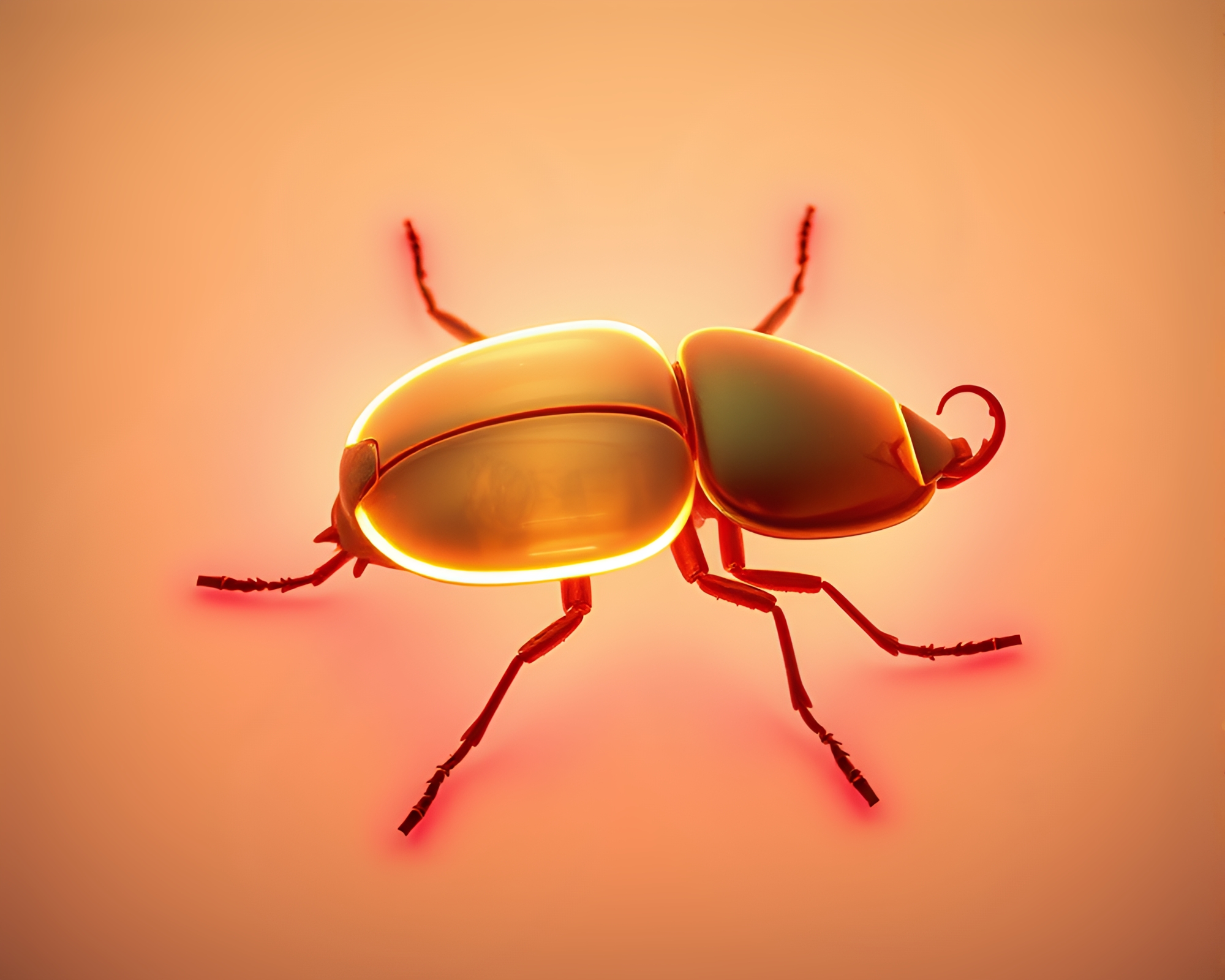 Minimalist Beetle in Neon Mist – free AI stock image